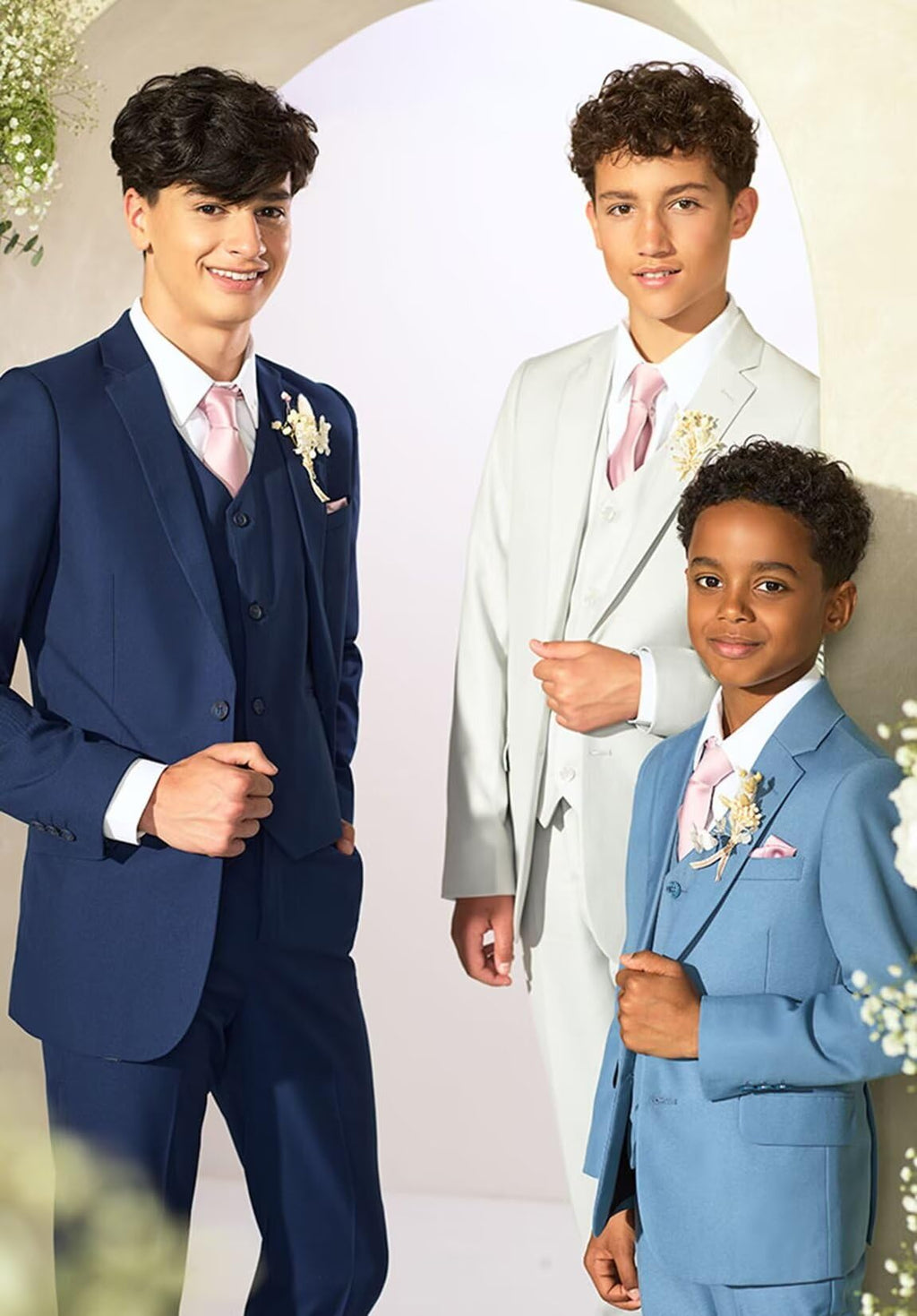 Boys Formal Suit for Kids 4 Piece Slim Fit Tuxedo Suit Formal Wedding Outfit Blazer Jacket Vest Pants Set with Tie Red