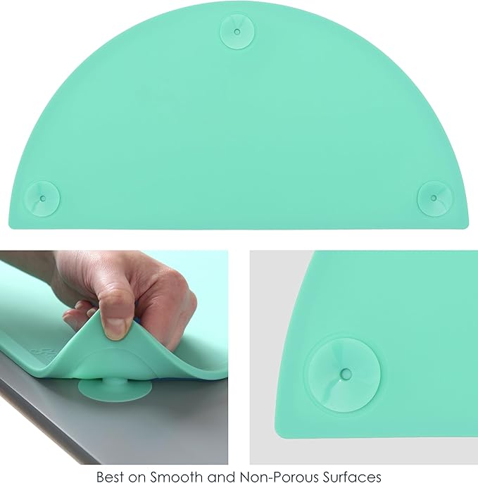 GASARÉ, Extra Large 20 x 11 Inches, Silicone Placemats for Dining Table, Suction Cups, Raised Edges, Non-Slip, Food Grade, BPA Free, Dishwasher Safe, Teal