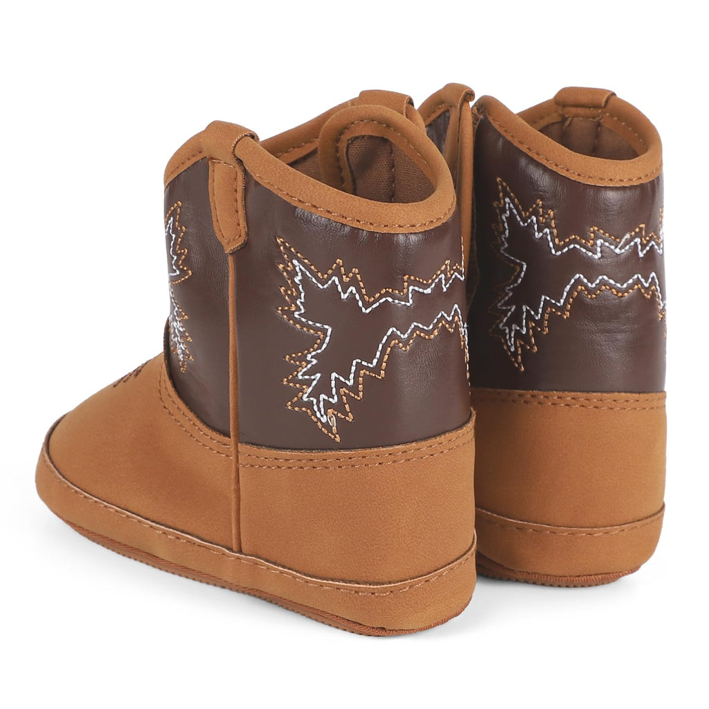 MK MATT KEELY Leather Western Boots Cowboy Bootie Soft Sole Non-Slip Crib Shoes for Baby Infant Toddler Girls Boys Newborn