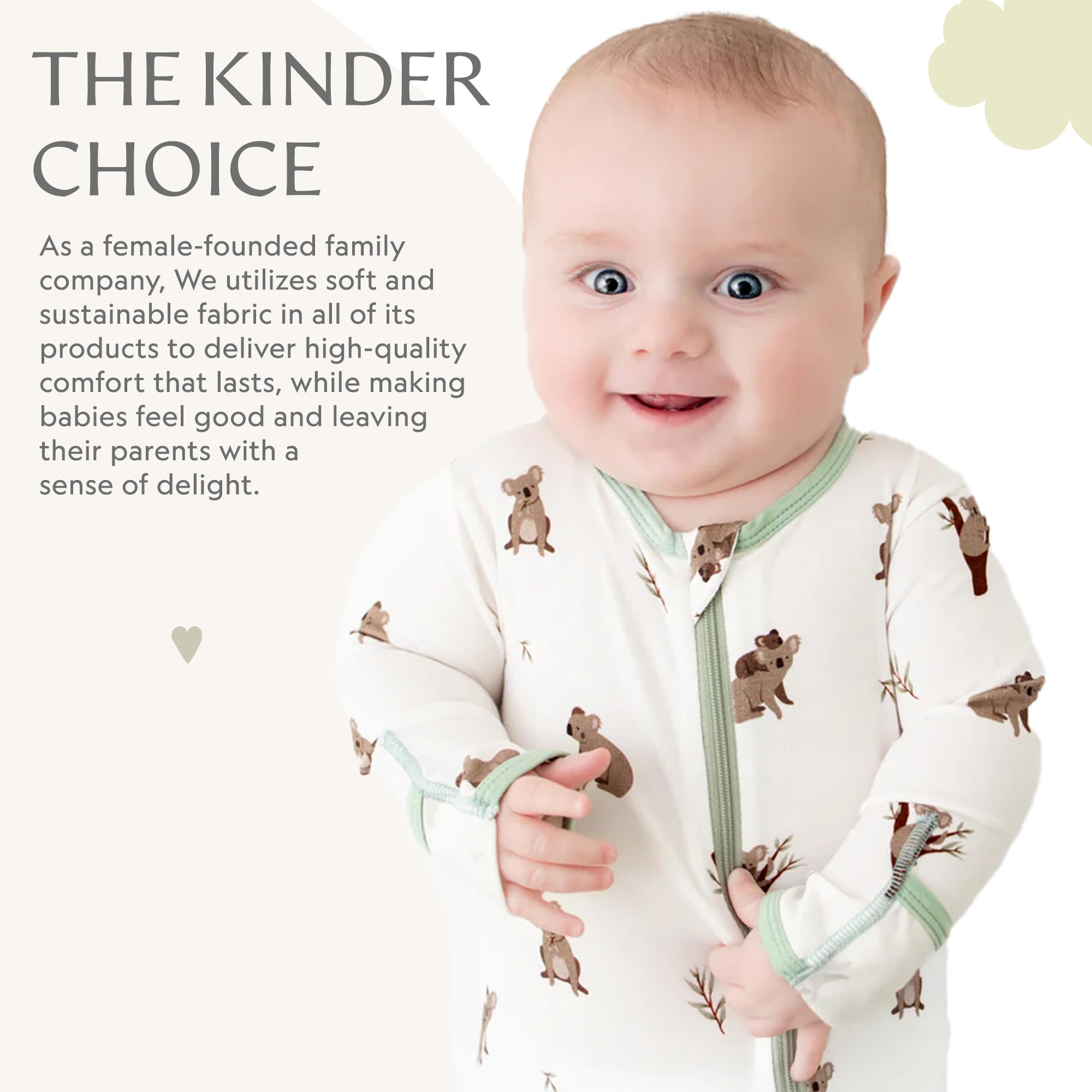Bamboo Little Soft Baby Footie Pajamas, Koala, 6-9 Months