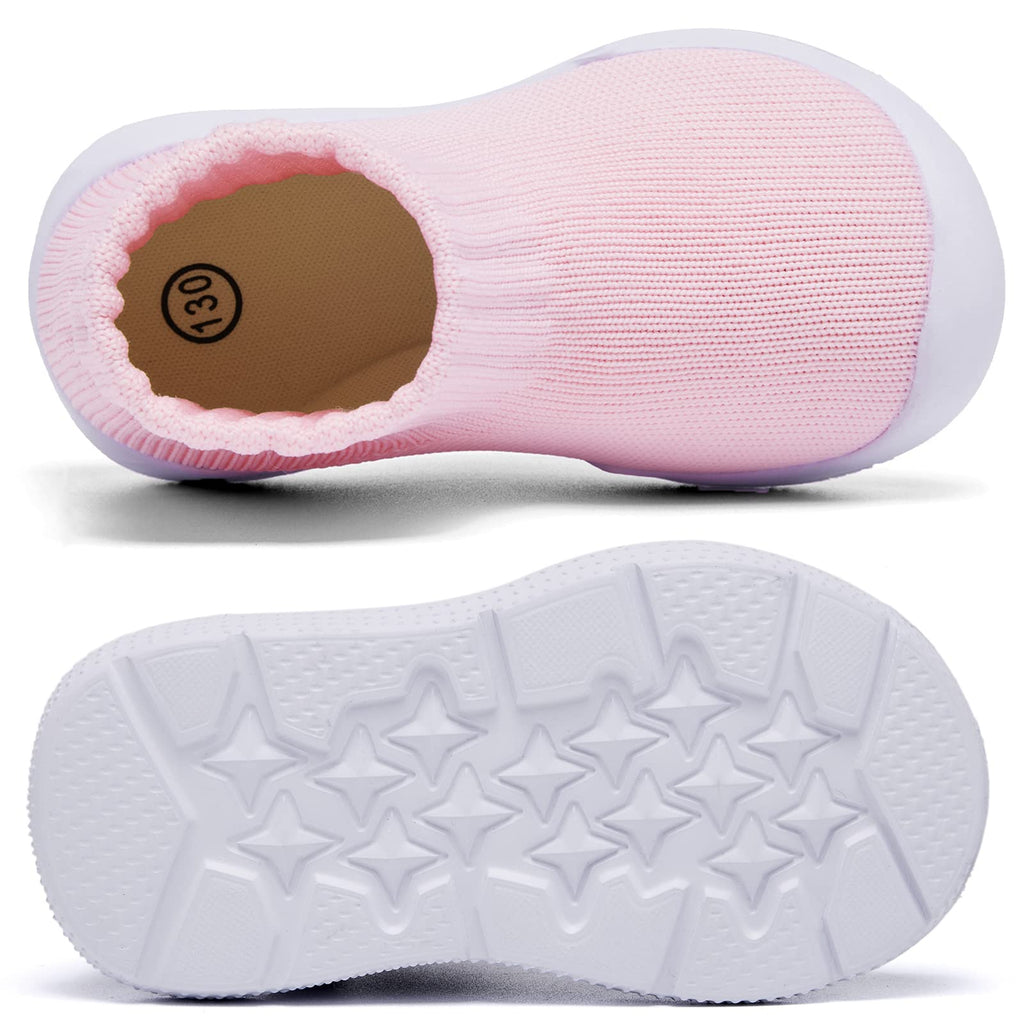 MORENDL Toddler Sock Shoes Baby Walking Shoes Infant Slippers Boys & Girls Non-Slip Sneakers Pink