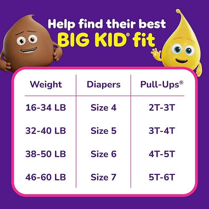 Pull-Ups Girls' Potty Training Pants, Size 5T-6T Training Underwear (46+ lbs), 66 Count