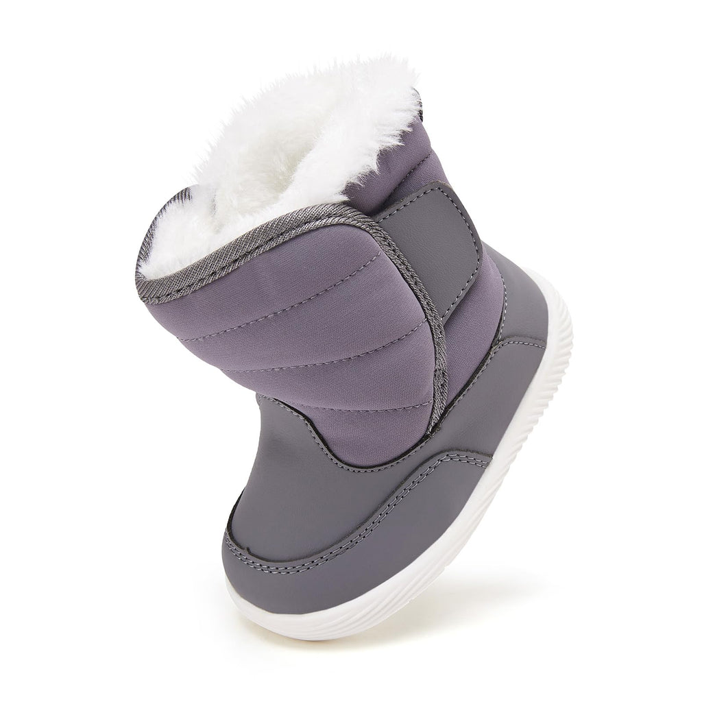BMCiTYBM Baby Waterproof Snow Boots Infant Boy Girl Winter Booties Nonslip Lightweight Outdoor Warm Shoes for First Walkers 6 9 12 18 24 Months Grey Size 6-12 Months Infant
