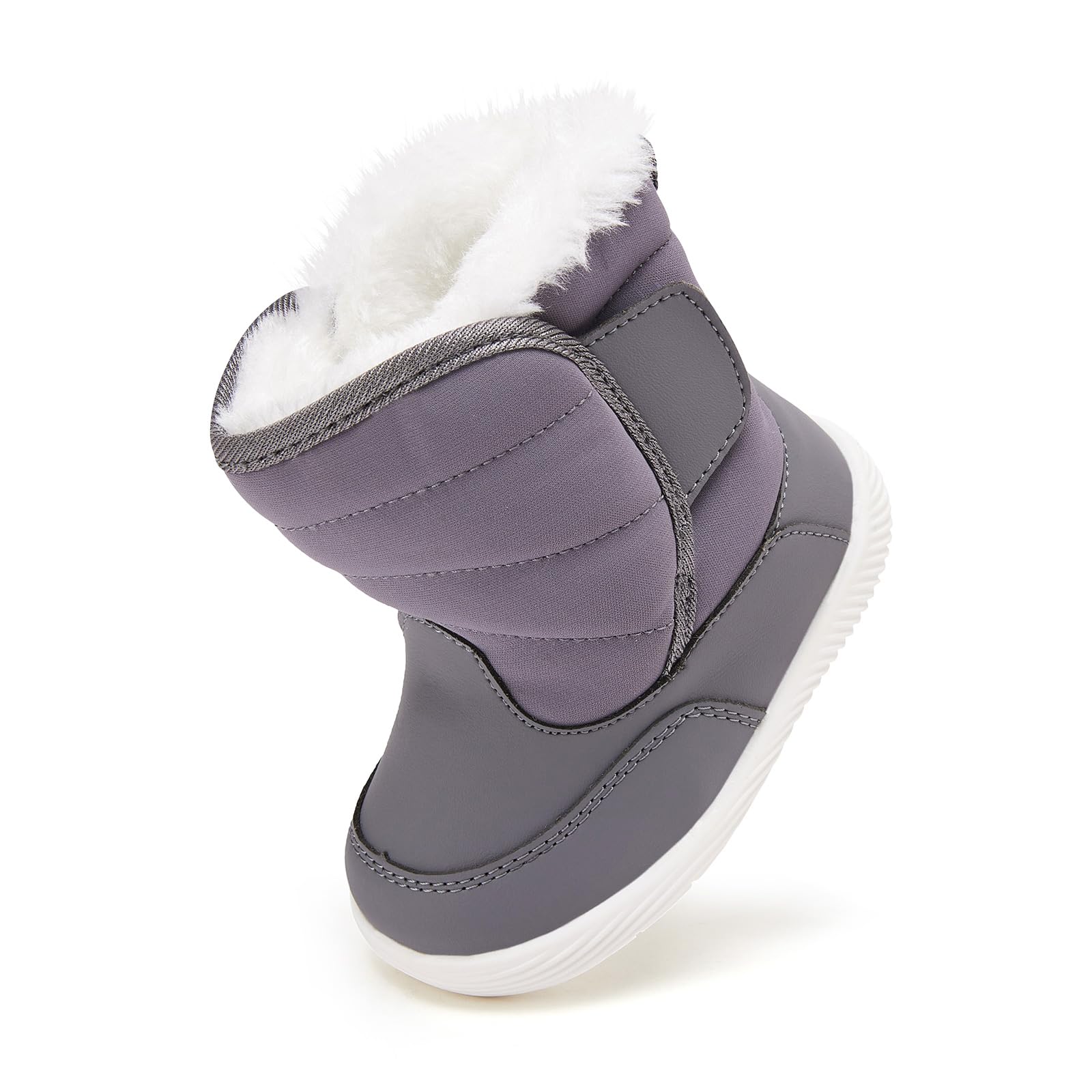 BMCiTYBM Baby Waterproof Snow Boots Infant Boy Girl Winter Booties Nonslip Lightweight Outdoor Warm Shoes for First Walkers 6 9 12 18 24 Months Grey Size 6-12 Months Infant
