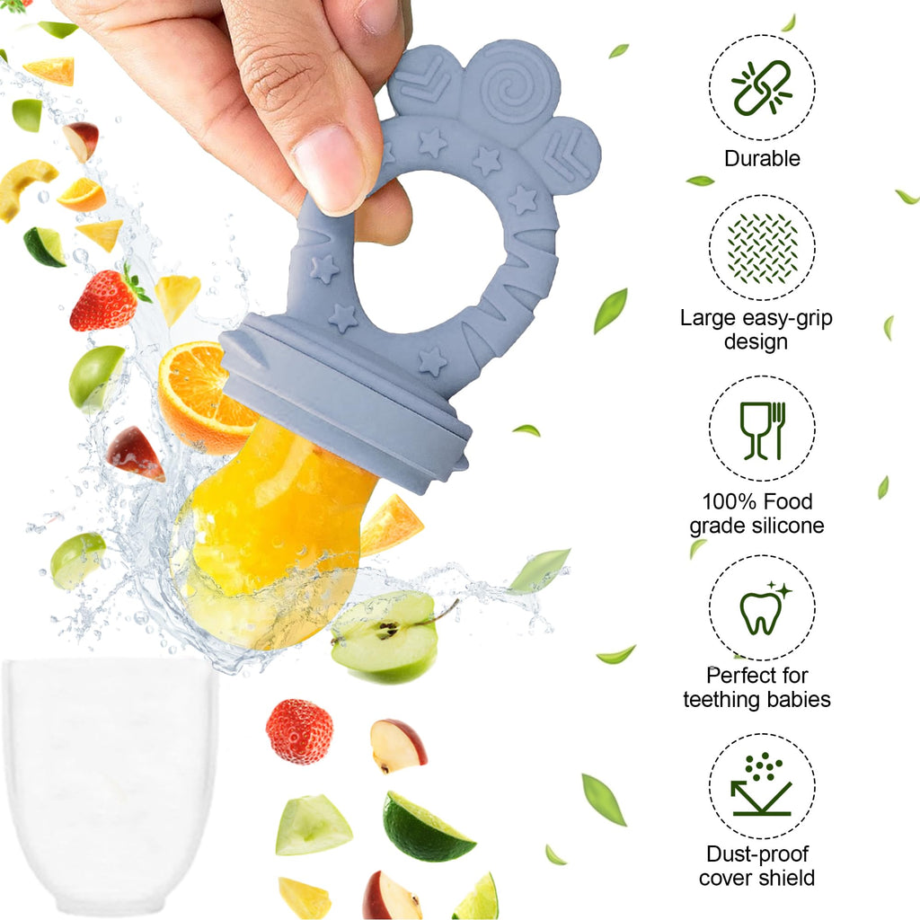 Silicone Baby Feeding Set, Suction Plates Bowls Bibs for Self Feeding –Gray