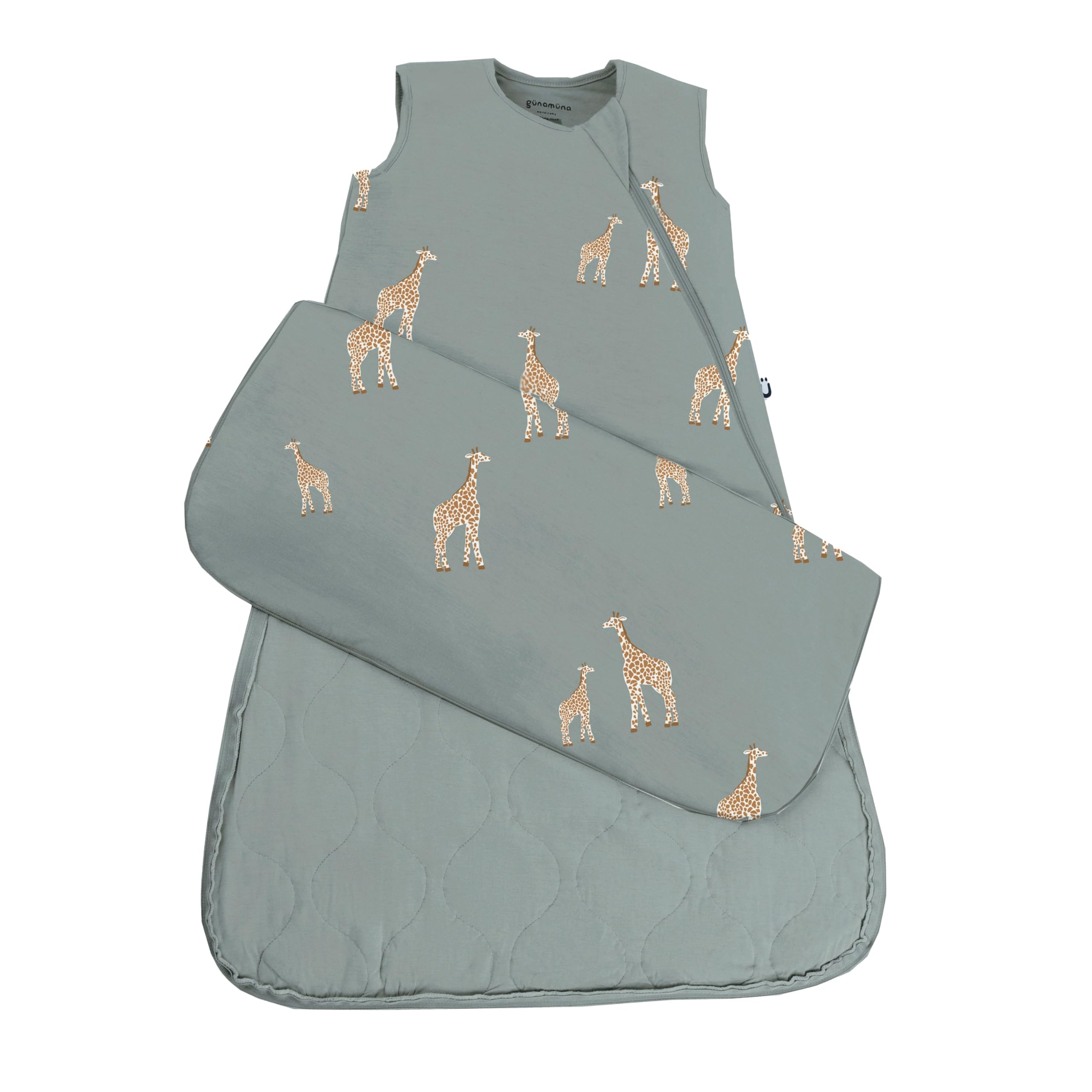 GUNAMUNA Sleep Sacks for Babies Toddlers and Newborns, Easy Changing Diaper Zipper, 2.5 TOG, Giraffe Moss, 9-18 Months