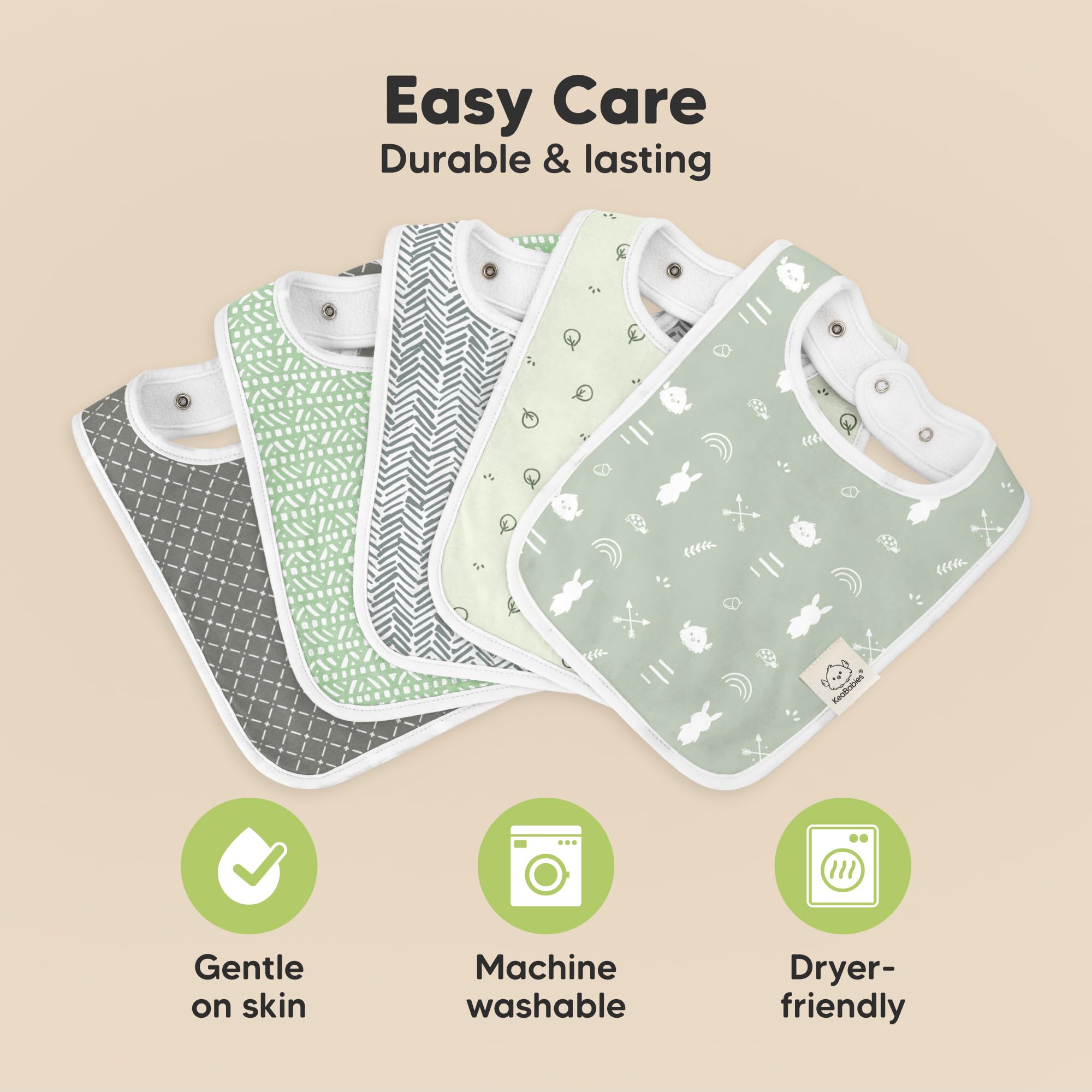 KeaBabies 8-Pack Organic Baby Bibs for Boys, Girls Drool Bibs (Nordic)