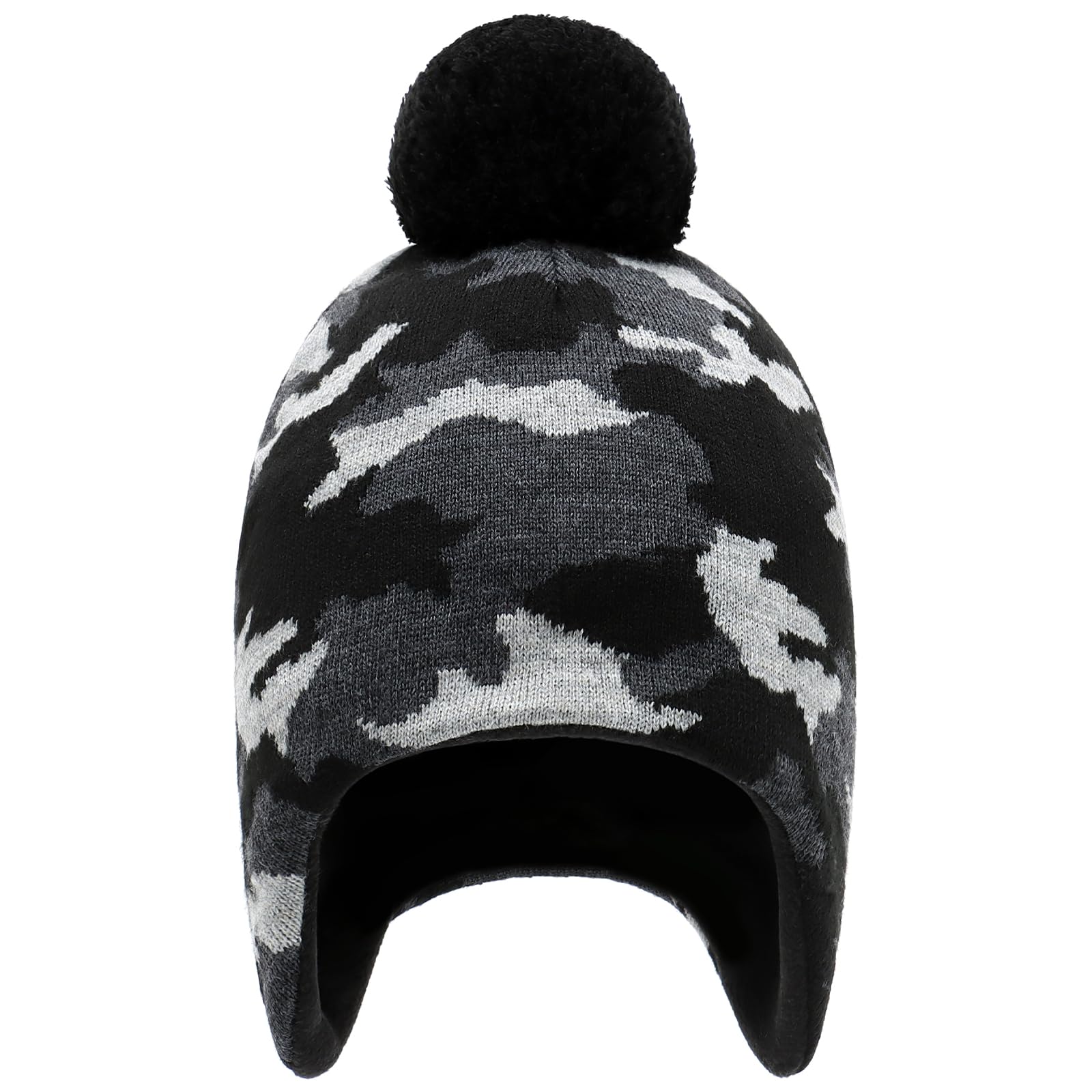 Duoyeree Kids Beanie Dinosaur Pom Pom Knit Winter Hat Fleece Lined for 1-7T