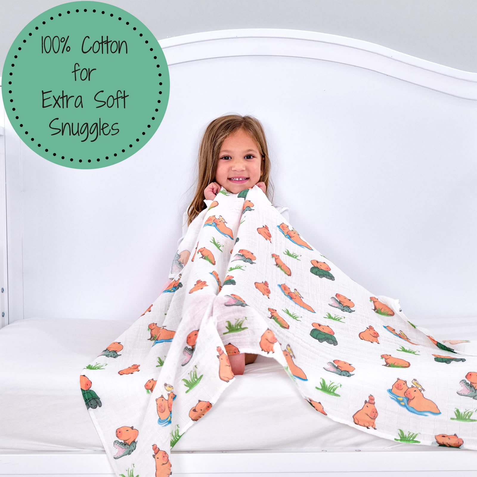 LollyBanks Muslin Swaddle Blankets, 100% Organic Cotton Baby Swaddle