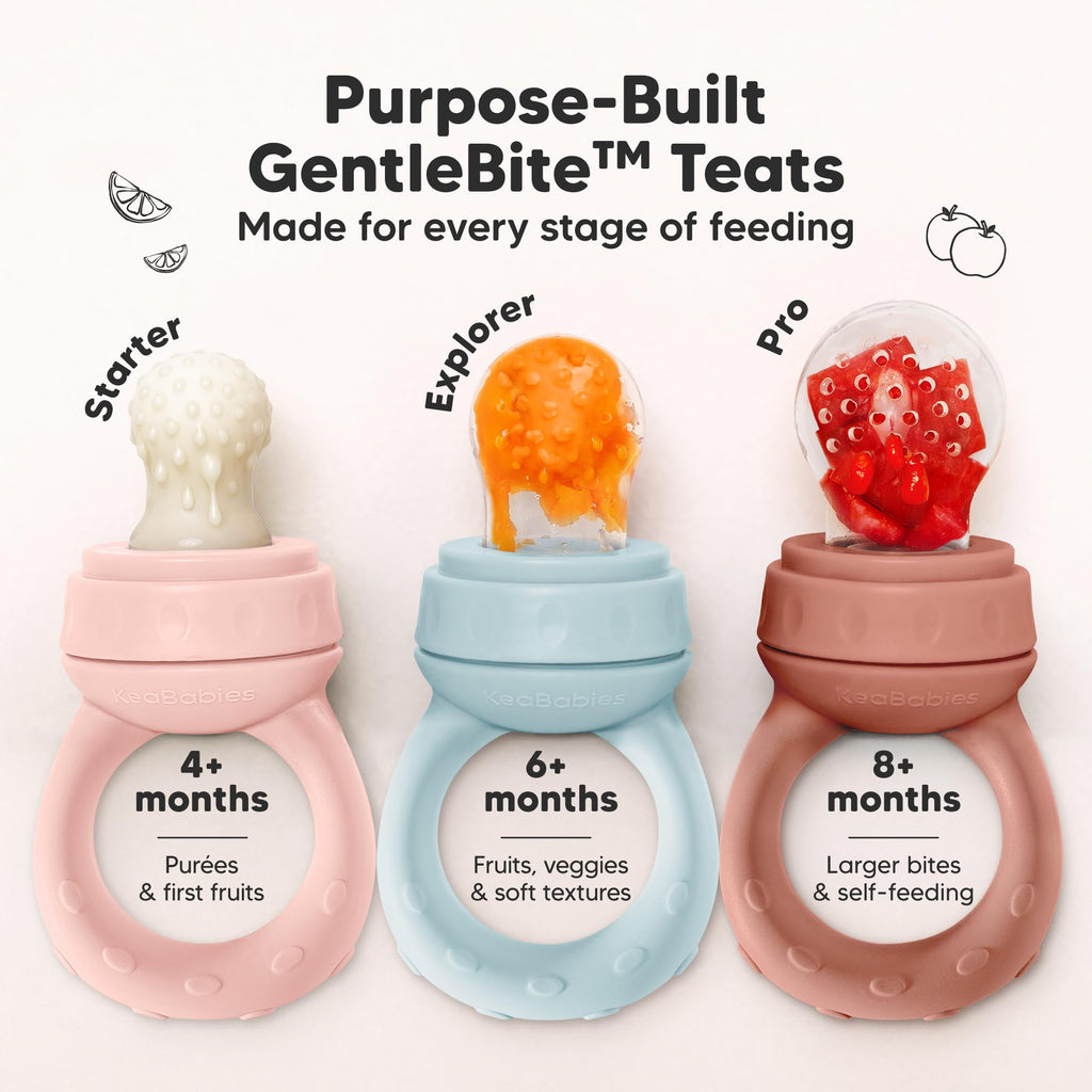 KeaBabies Baby Fruit Feeder 2pk, Silicone Baby Food Feeder,BPA-Free (Peace)