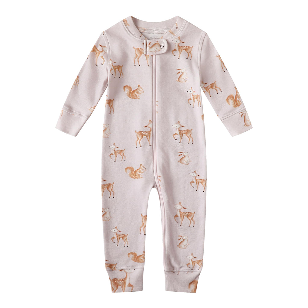 Owlivia Organic Cotton Baby Boy Girl Zip up Sleep N Play, Footless, Long Sleeve(3-6 Months, Pink Deer)