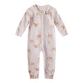 Owlivia Organic Cotton Baby Boy Girl Zip up Sleep N Play, Footless, Long Sleeve(3-6 Months, Pink Deer)