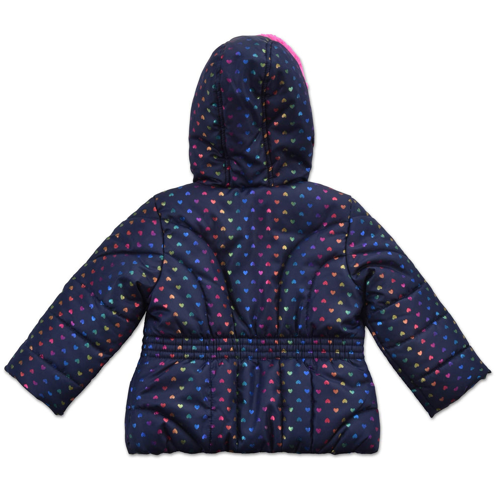 Arctic Quest Little Girls Bib Snow Pants and Ski Jacket Water-Resistant Snowsuit For Kids Winter Jacket For Girls Hooded, Navy/Pink, 3T