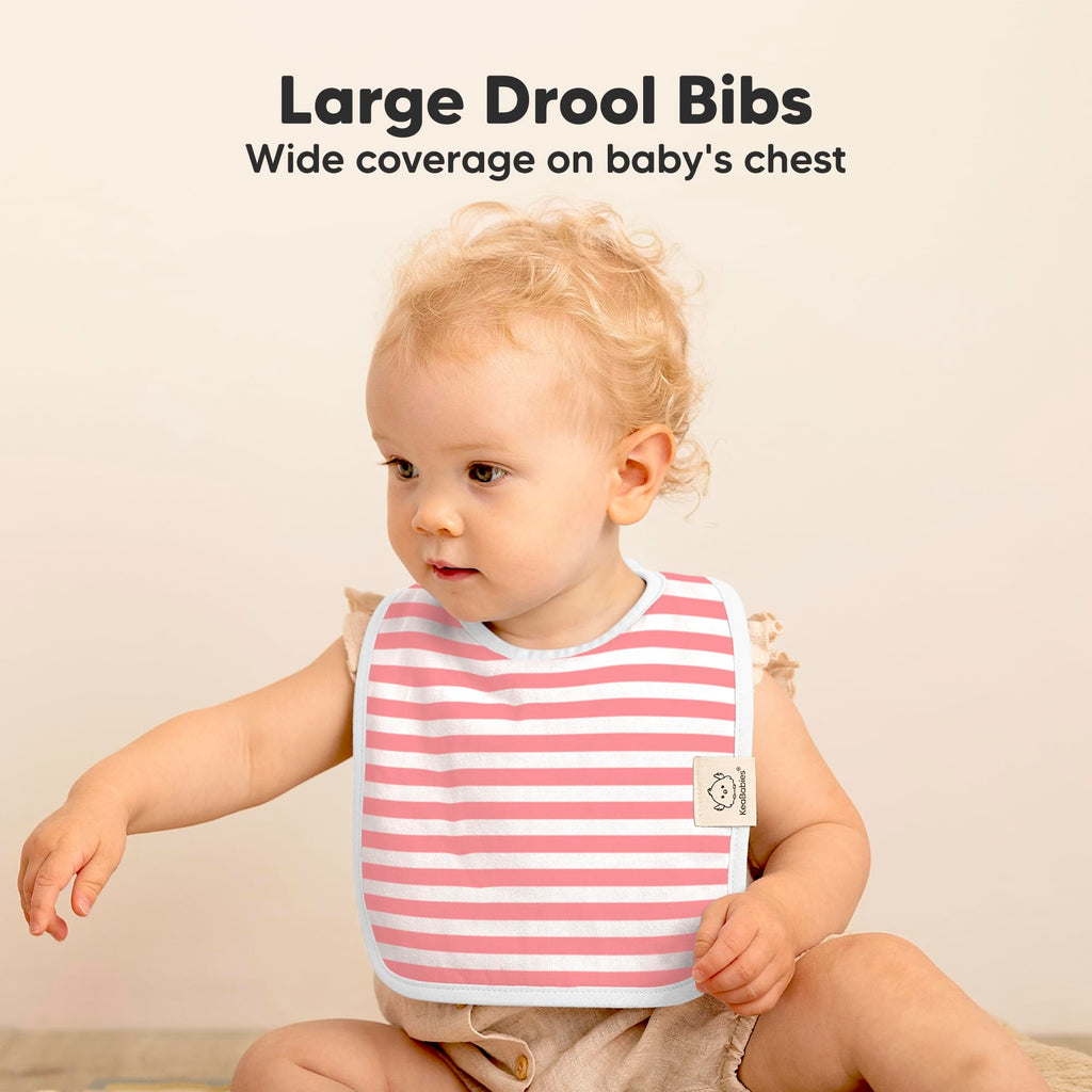 KeaBabies 8-Pack Organic Baby Bibs for Boys, Girls Drool Bibs (Blush)