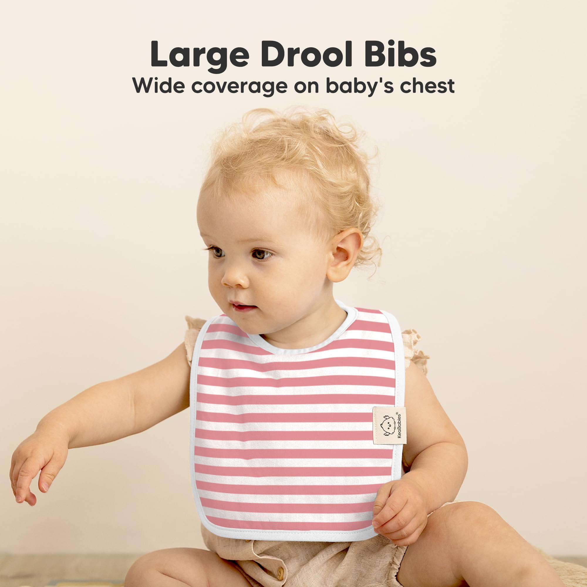 KeaBabies 8-Pack Organic Baby Bibs for Boys, Girls Drool Bibs (Blush)