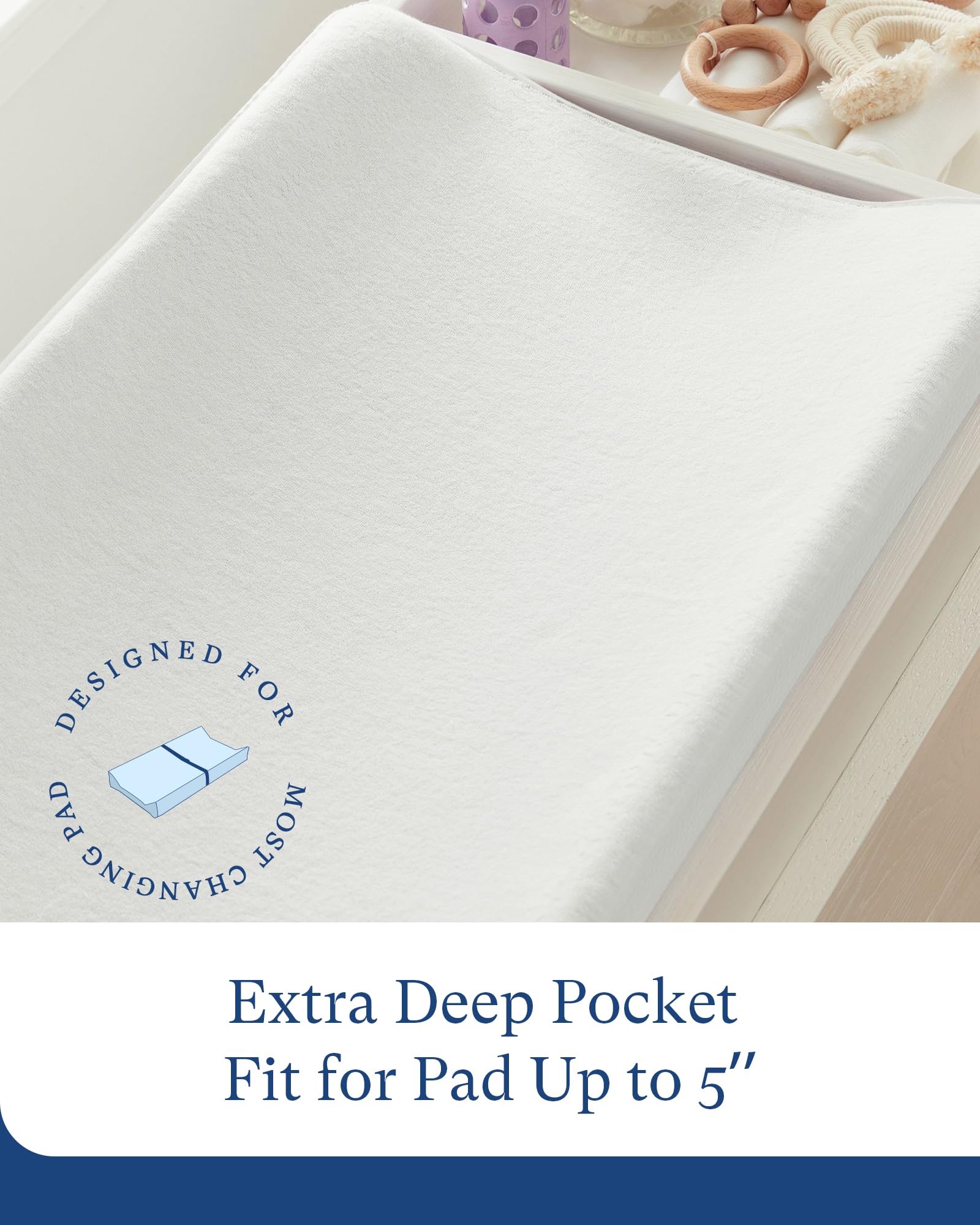 PurComfy Supersoft Diaper Changing Pad Covers, 2-Pack Premium Bamboo Viscose Change Table Pad Covers for Baby Girls and Boys, Hypoallergenic Stretchy Changing Table Cover Sheets