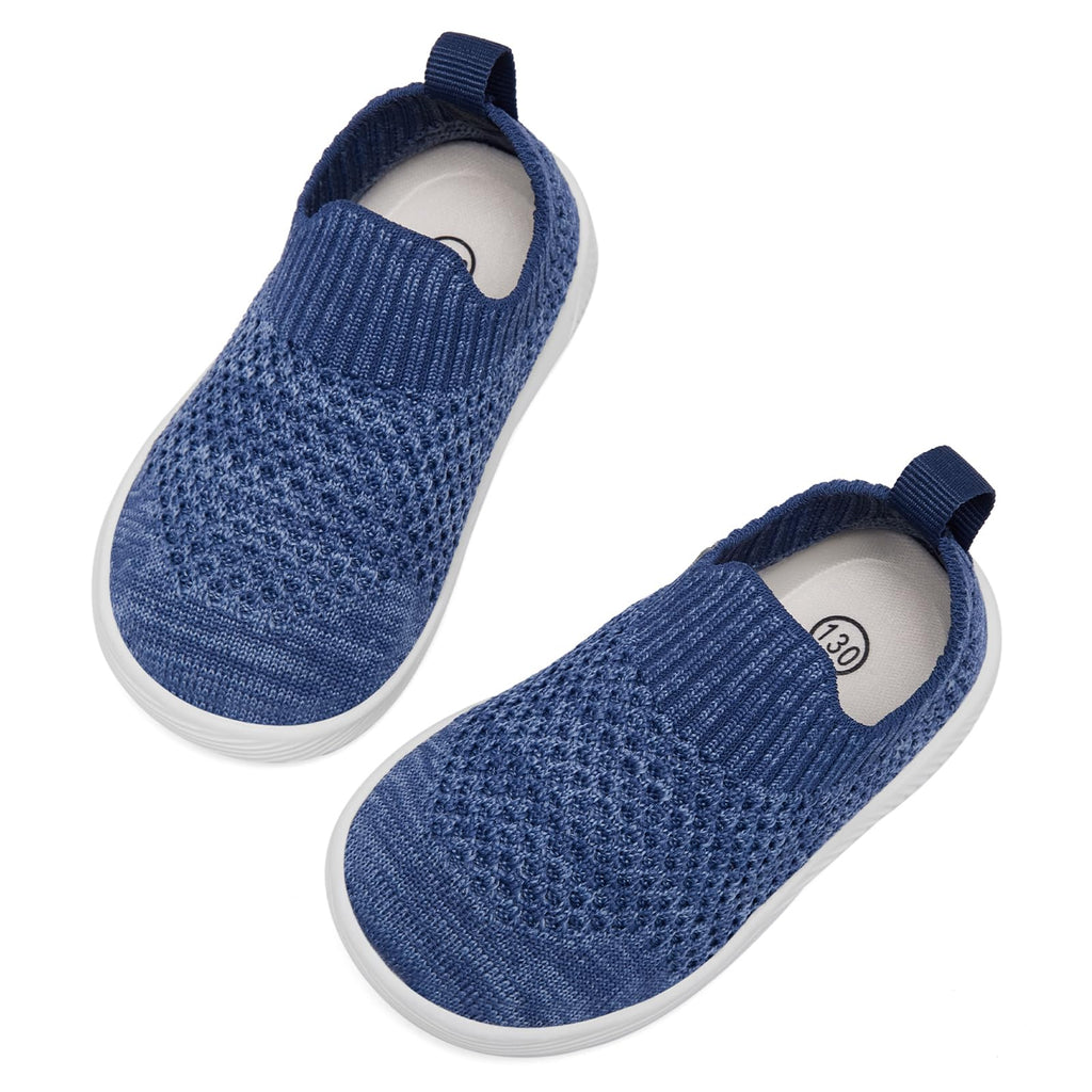 MORENDL Toddler Shoes - Baby Walking Socks - Non-Slip, Breathable - Boys & Girls - Mixed Blue - 6-9 Months
