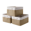 Sacyic Rectangular Fabric Storage Baskets for Organizing, Shelves, Decorative & Gift (White & Peru)