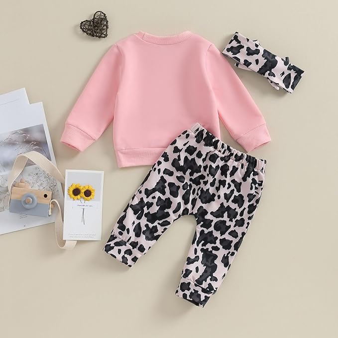 3Pcs Baby Girl Outfits Daisy Sweatshirt + Pants + Headband Infant Fall Winter Clothes