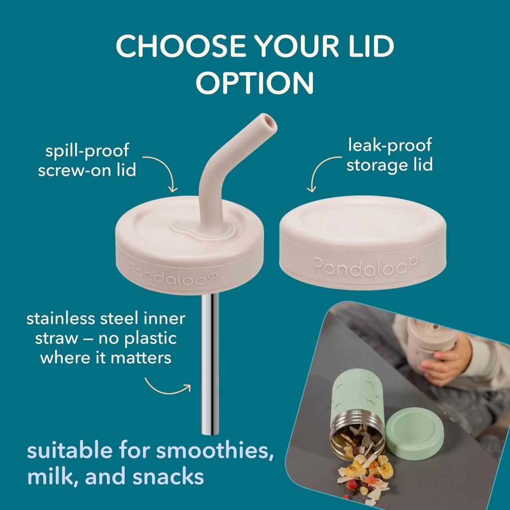 Pandaloo® Smoothie Cups for Kids - Stainless Steel Toddler Tumbler with Straw, Sippy Cup for Smoothies - BPA-Free, Toddler Snack Cups, 10 oz