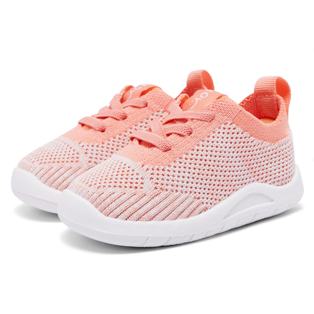MORENDL Toddler Shoes Baby Walking Sock Shoes Infant Sneakers Boy Girl Barefoot Tennis Shoe Non-Slip Brethable Mix Orange Size 7