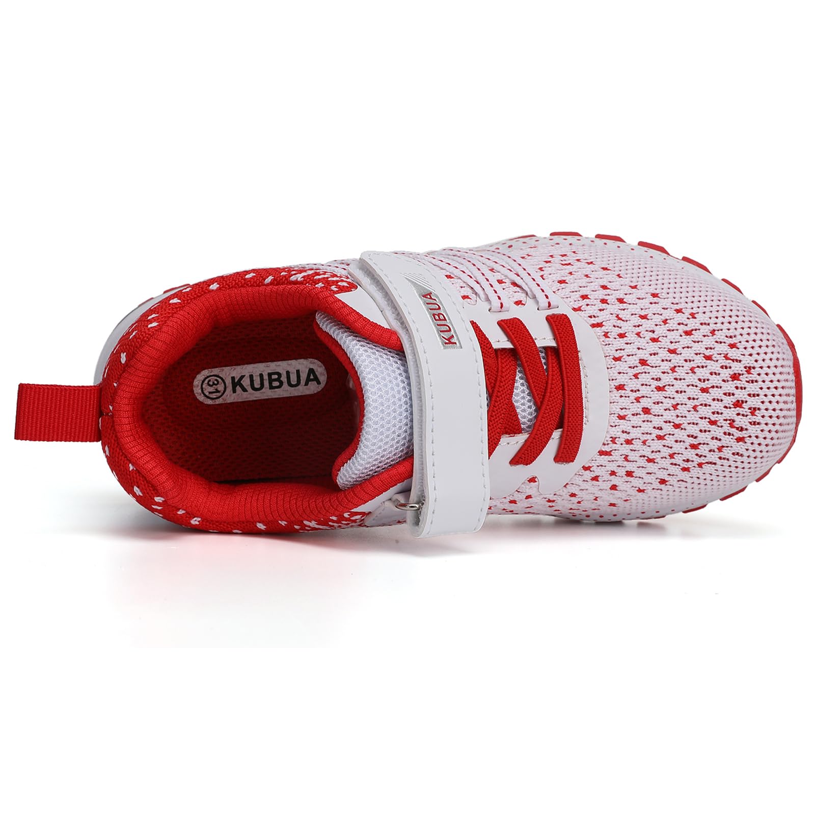 KUBUA Kids Sneakers Lightweight Boys Girls Tennis Shoes White Red