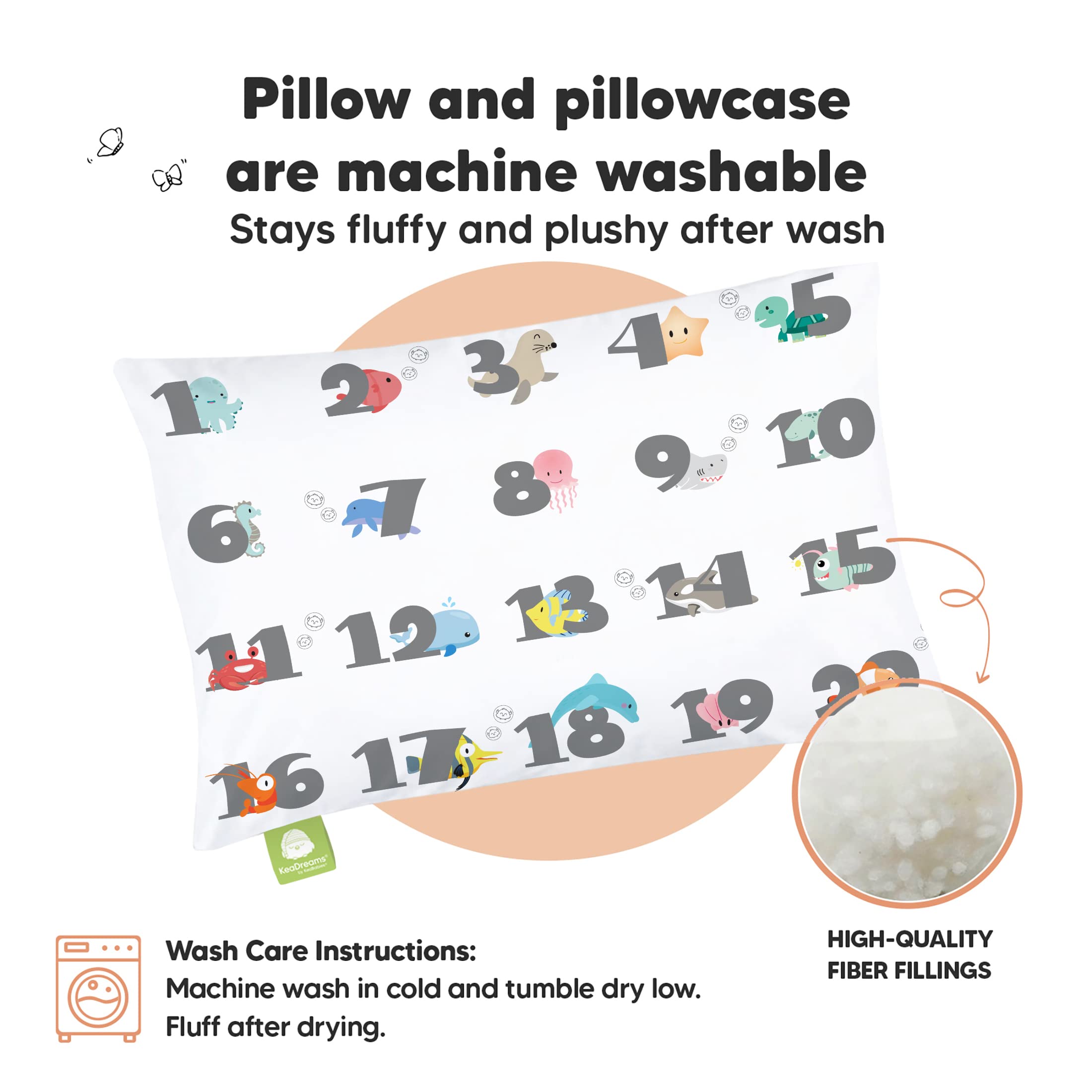 Toddler Pillow with Pillowcase, 13x18 My Little Dreamy Pillow (Kea123)