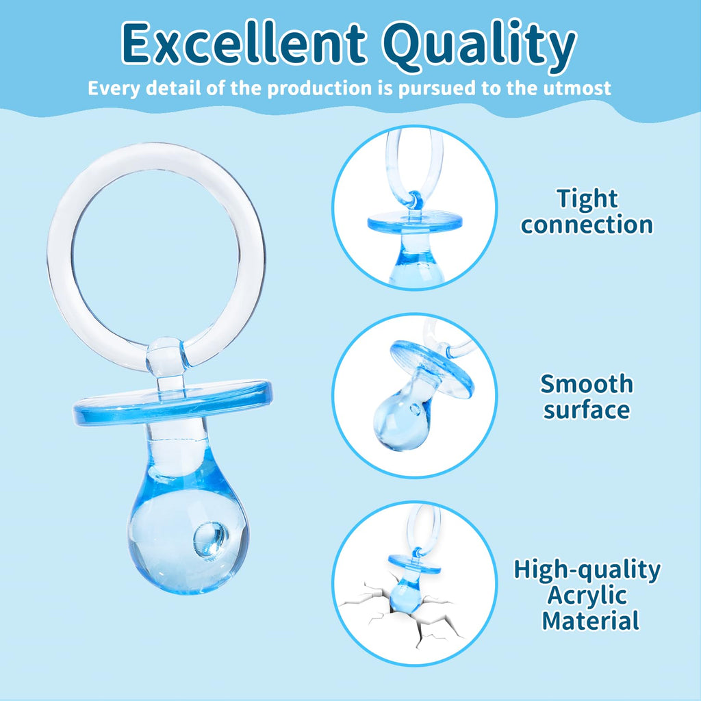 72 Pcs Baby Shower Pacifiers, 2.75’’ Plastic Pacifiers for Baby Shower Game, Baby Shower Decoration DIY, Gender Reveal Party Table Scatter/Baby Shower Party Favors, Blue Pacifiers for Baby Shower