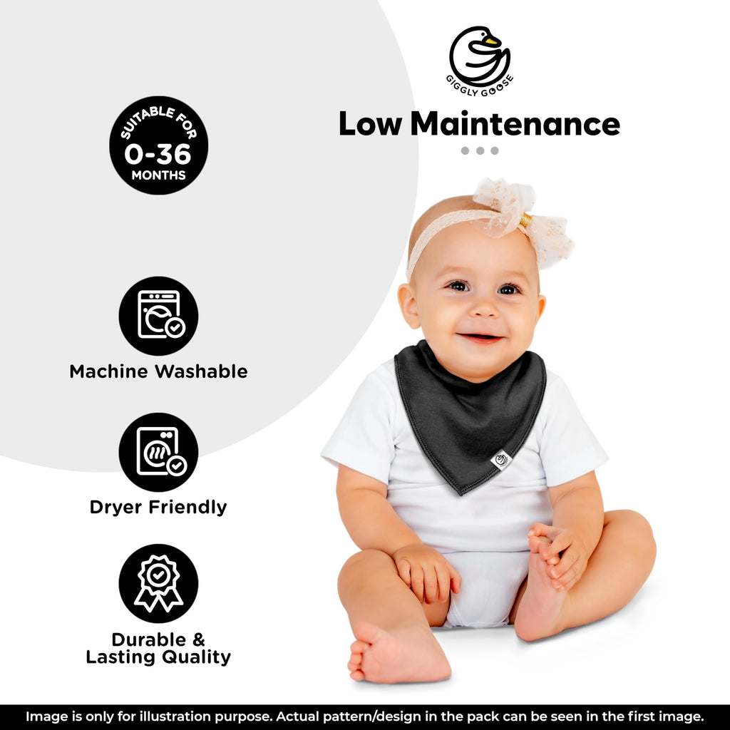Giggly Goose 3 Pack Drooling Bibs for Babies | Premium & Soft Organic Cotton Teething Bibs with Snaps and Fleece Backing