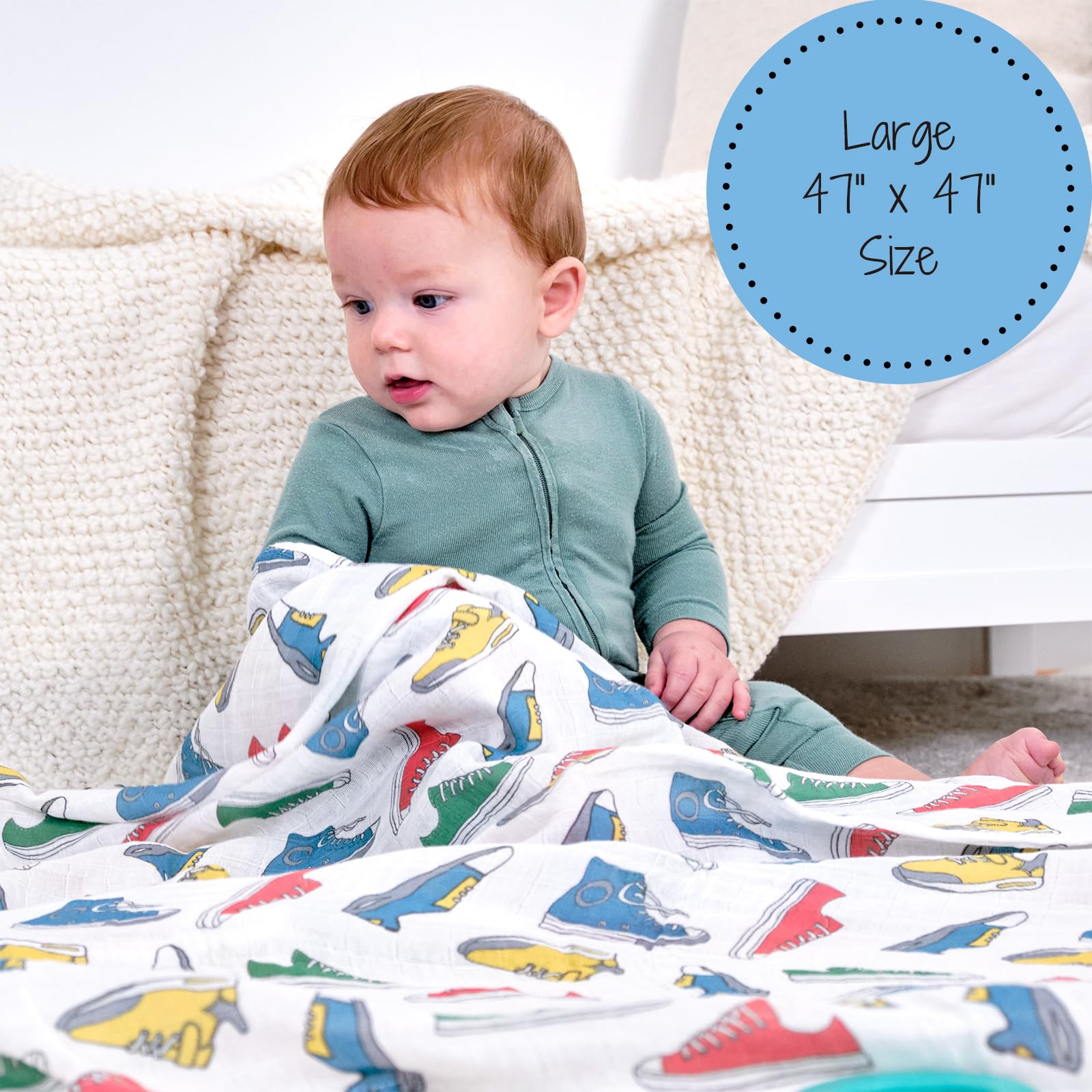 LollyBanks Muslin Swaddle Blankets, 100% Organic Cotton Baby Swaddle