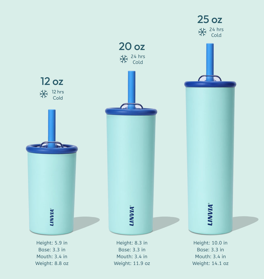 LINVIA 12 oz Candy Tumbler, Insulated Water Bottle with Straw Lid
