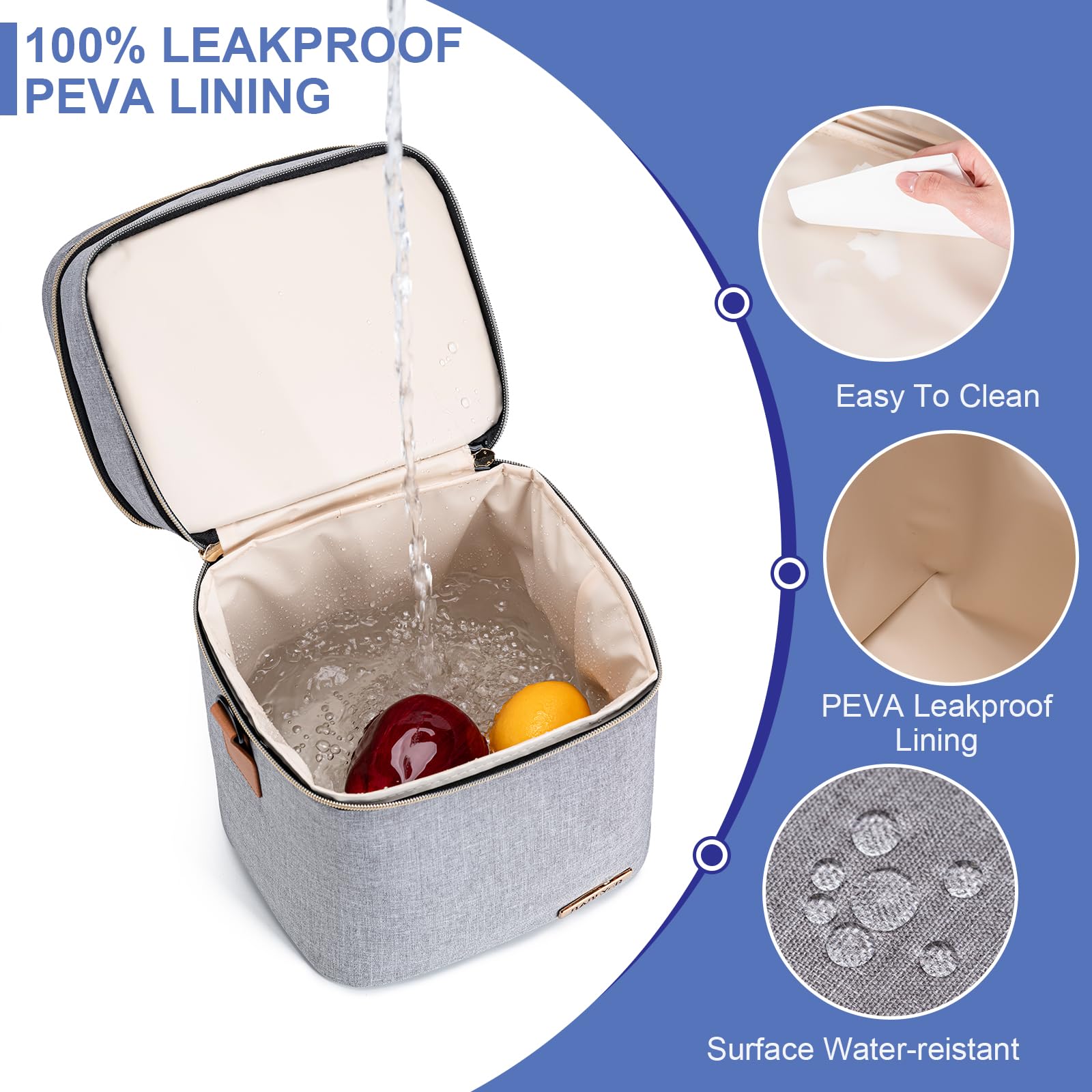 BABEYER Breastmilk Cooler Bag with Ice Pack Fits 6 Baby Bottles Up to 9 Ounce, Double Deck Leak-Proof Baby Bottles Bag with Shoulder Strap for Nursing & Working Mom, Grey