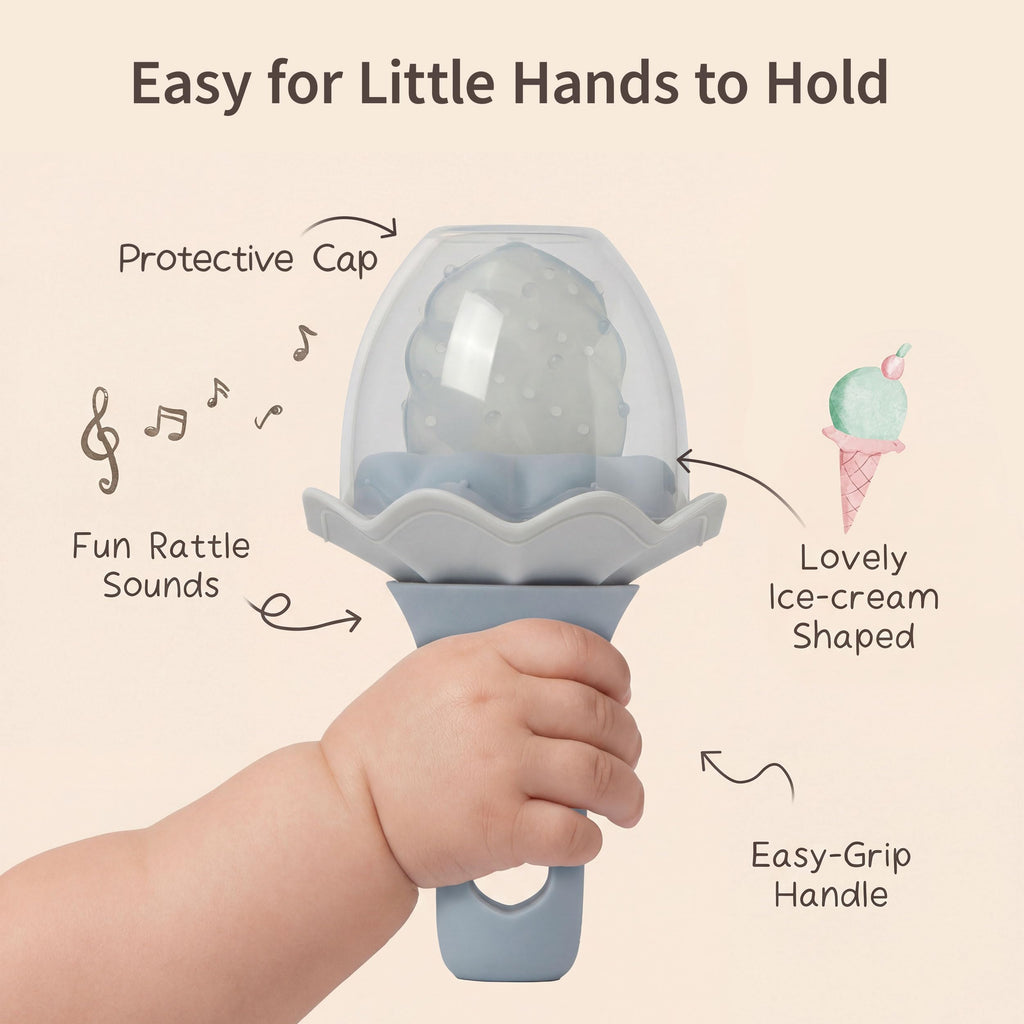 Moonkie Baby Fruit Feeder for Self-Feeding: Controlled Flow Design for Safe First Foods - BPA Free Silicone Food Feeder with Freezer Tray for Cooling Comfort - Baby Shower Gifts 4M+ - 2 Pack