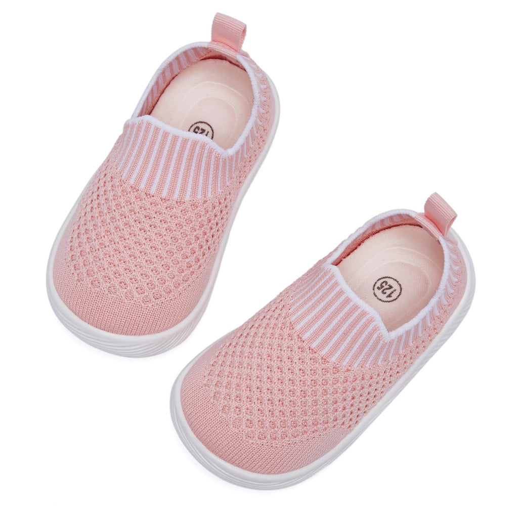 MORENDL Toddler Shoes Baby Walking Sock Shoes Non-Slip Breathable Boys & Girls Sneakers Infant Tennis Shoes Pink Size 7