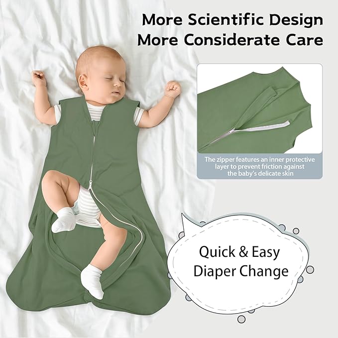 Baby Sleep Sack 12-18 Months Baby Wearable Blanket 100% Cotton TOG 0.5 2-Way Zipper Newborn Sleeping Bag, 3 Pack Comfy Lightweight Sleep Sacks for Babies