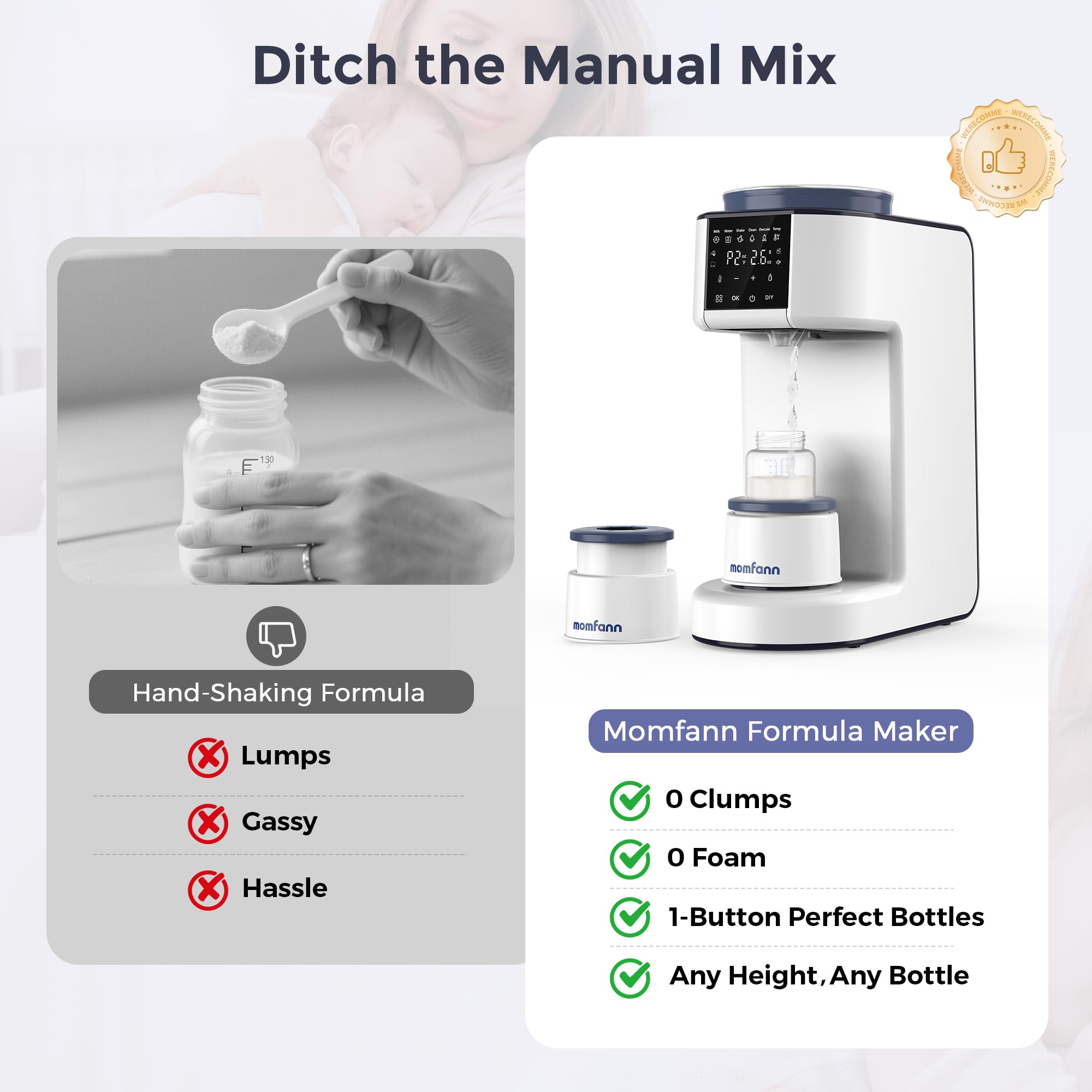 MOMFANN Formula Dispenser Machine, 2-Minute Quick Mix Baby Formula Maker