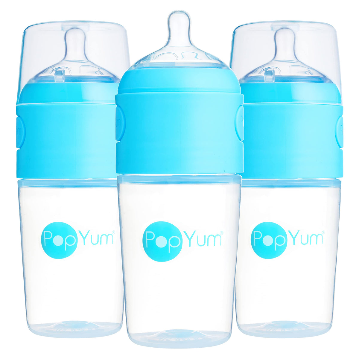 PopYum 5 oz Blue Anti-Colic Formula Making Baby Bottles, 3-Pack