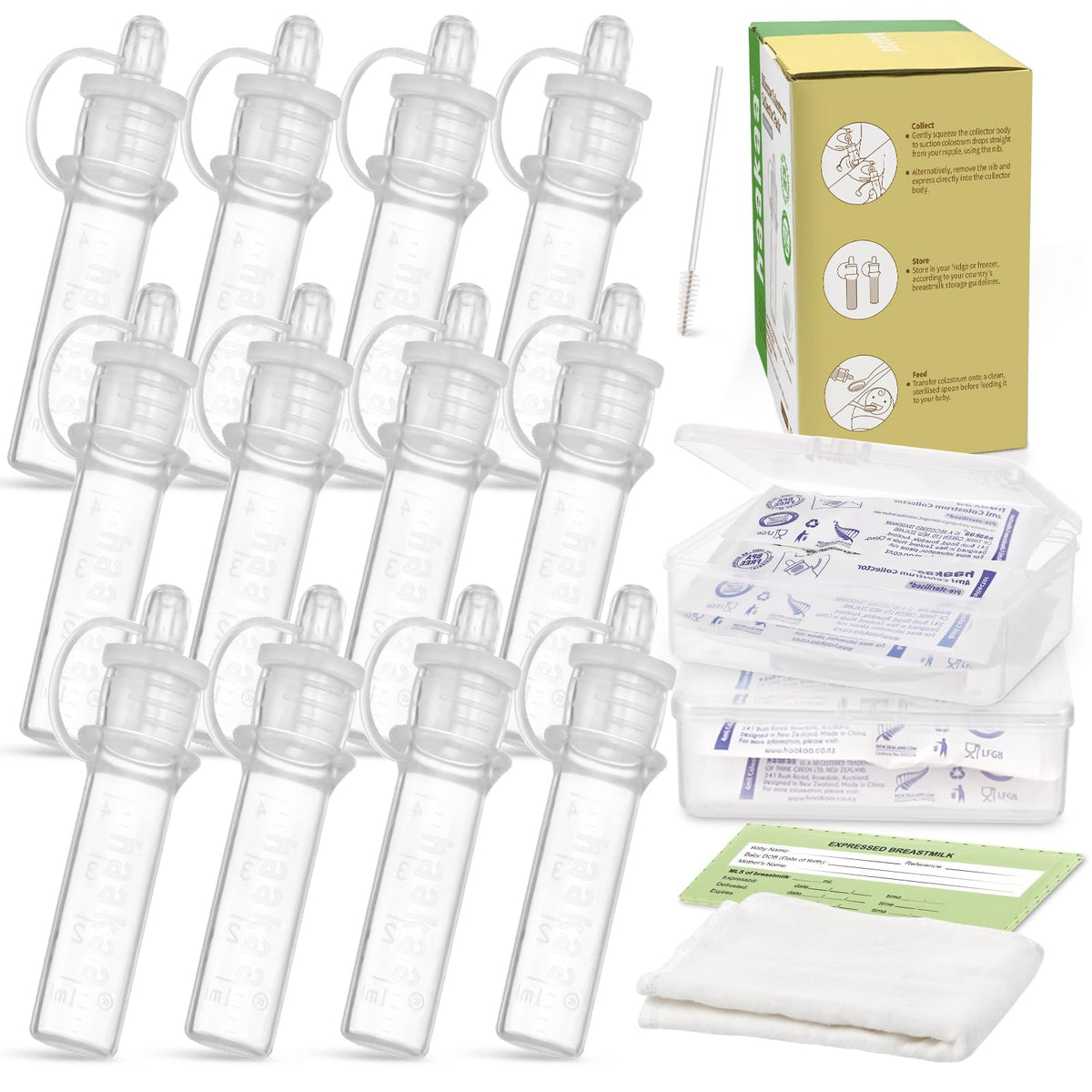 haakaa Colostrum Collector Kit for Collecting & Newborn Feeding, 4ml-12pcs