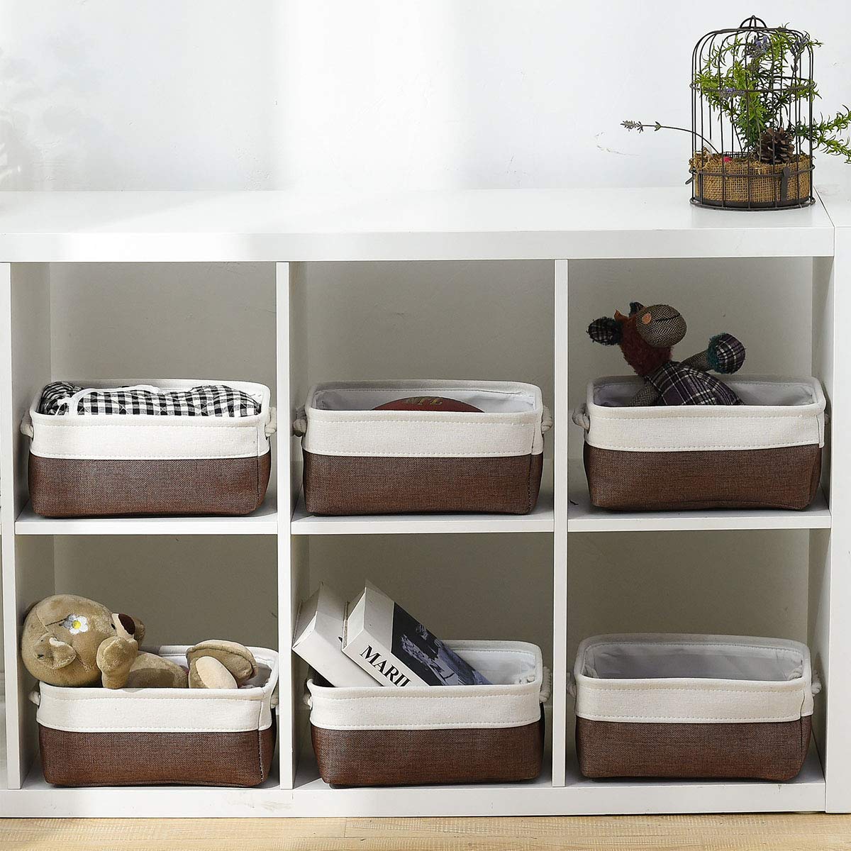 Sacyic Small Storage Baskets for Shelves,Fabric Storage Baskets for Closet,Rectangular Collapsible Baskets for organizing Clothes,Books,Gifts