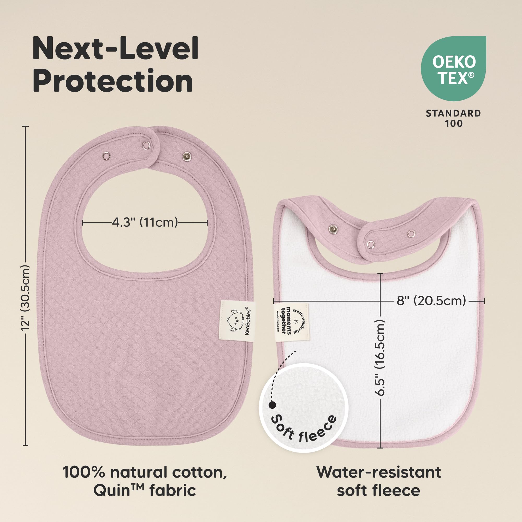 KeaBabies 8-Pack Baby Bibs for Drooling and Teething, Soft (Muted Pastel)