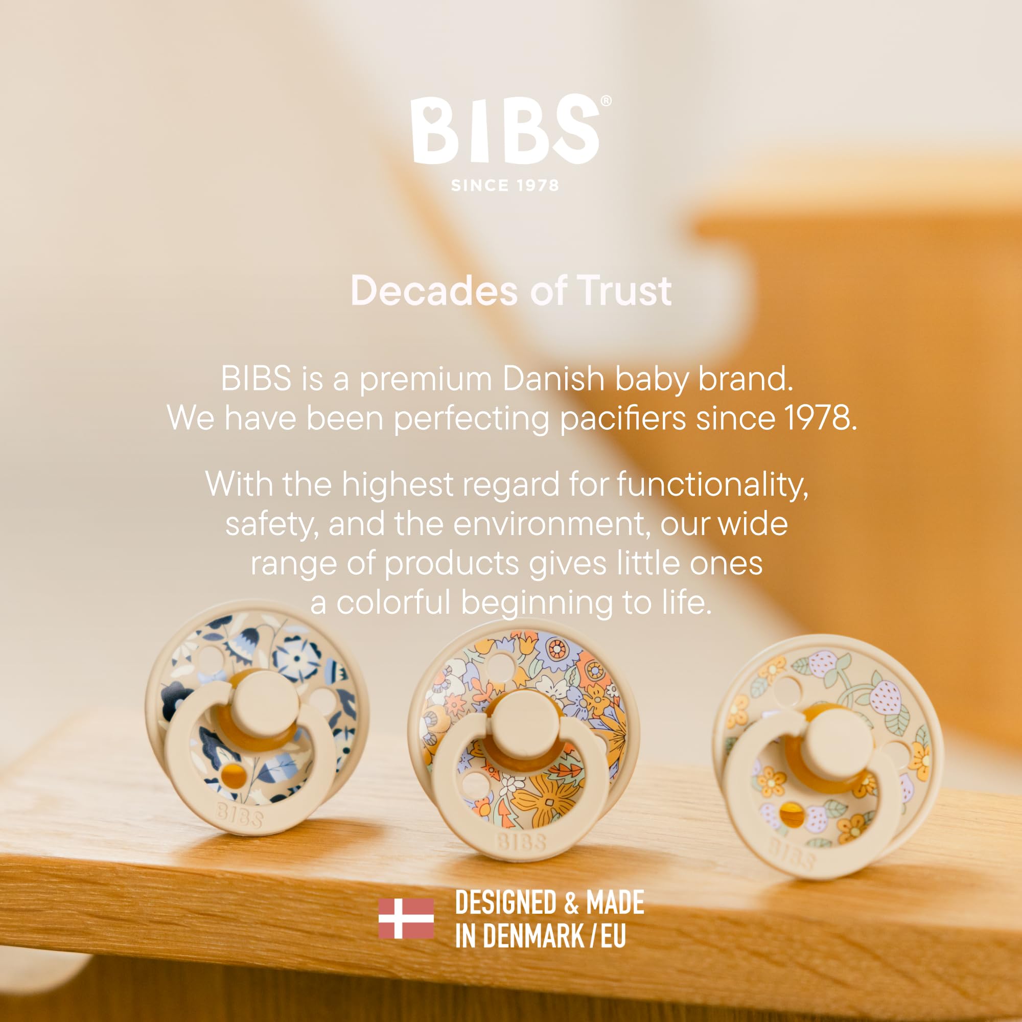 BIBS x Liberty Pacifier, 6-18 Months, 2-Pack, June Blossom/Vanilla Hush