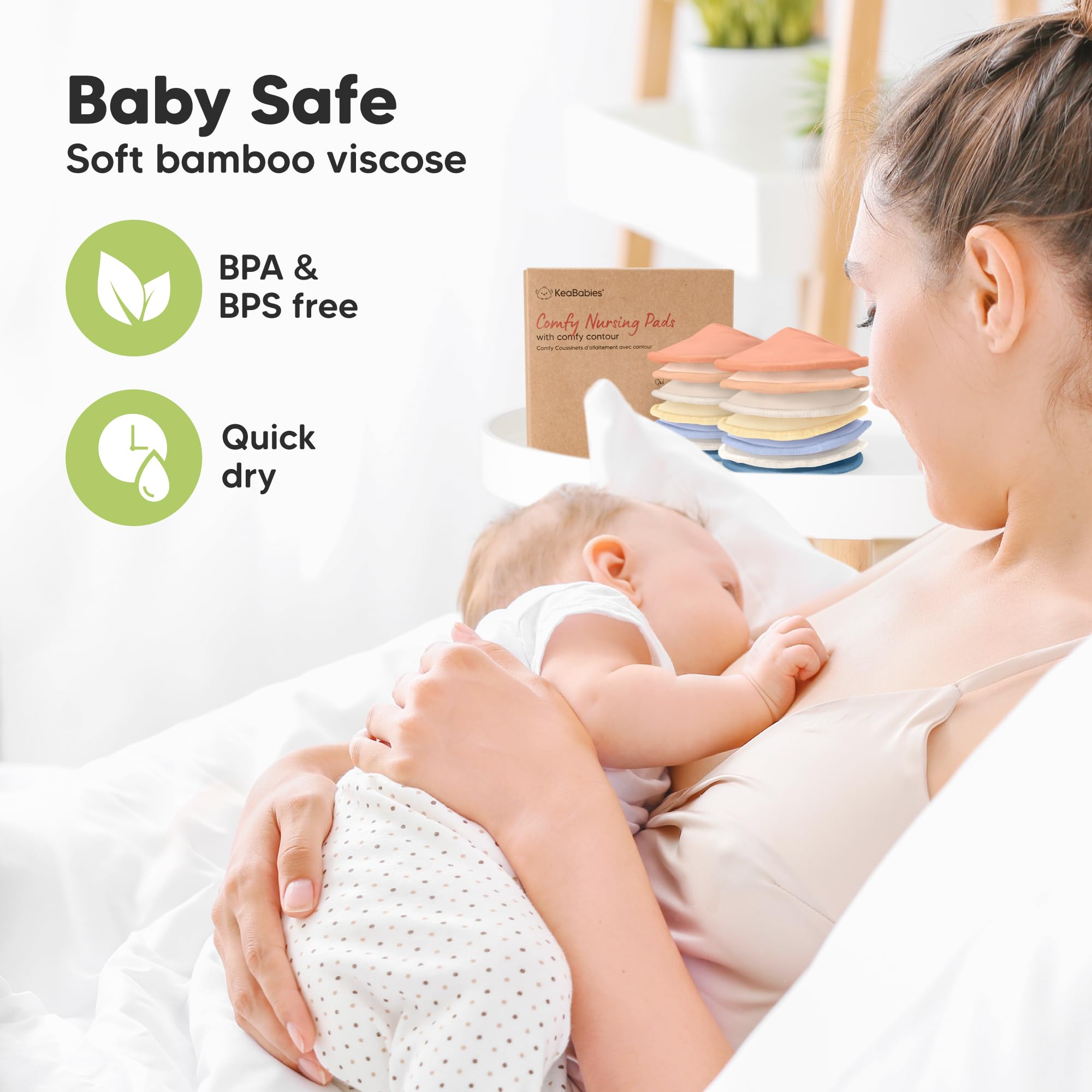 Organic Nursing Pads, 14 Washable Breast Pads,Wash Bag (Sweetheart, L 5")