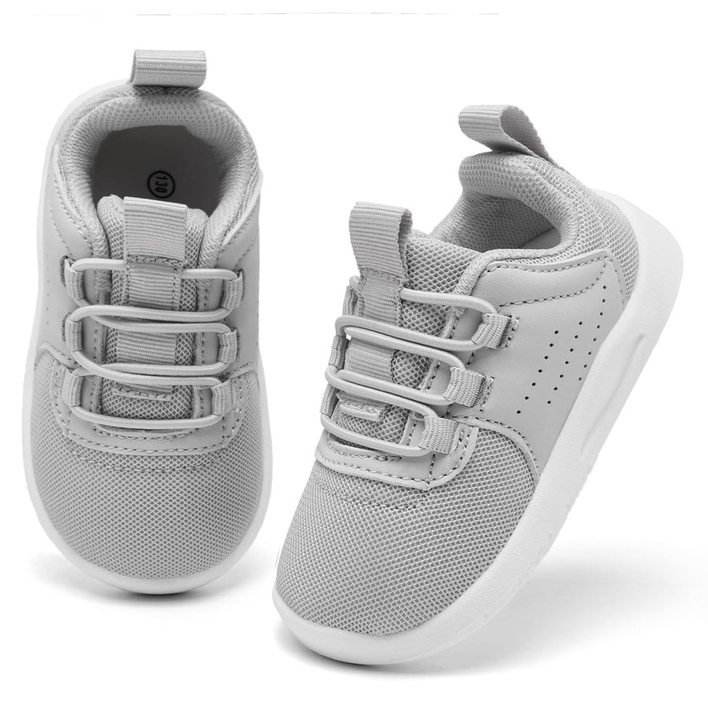 MOREND Toddler Shoes Baby First Walking Shoe Infant Non-Slip Breathable Sneakers Boys & Girls Tennis Shoes Grey