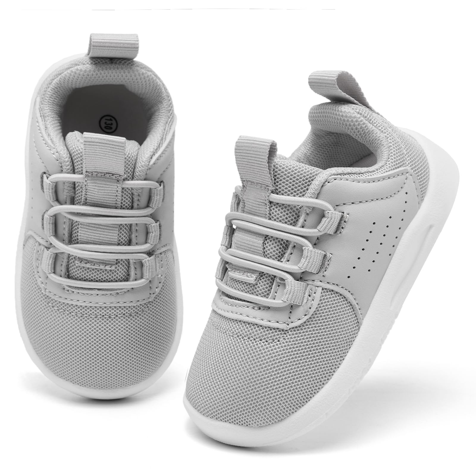 MOREND Toddler Shoes Baby First Walking Shoe Infant Non-Slip Breathable Sneakers Boys & Girls Tennis Shoes Grey