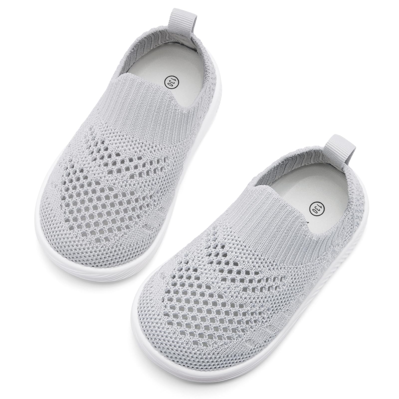 MORENDL Toddler Shoes Baby Walking Sock Shoes Non-Slip Breathable Boys & Girls Sneakers Infant Tennis Shoes Mesh Grey 6-9Months