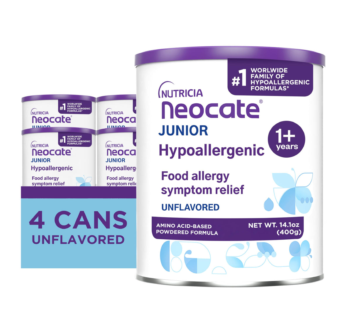 Neocate Junior - 1+ years - Hypoallergenic Toddler Formula for Food Allergy Relief - Nutritionally Complete Dairy Free Formula - Chocolate, 14.1 oz (4-Pack)
