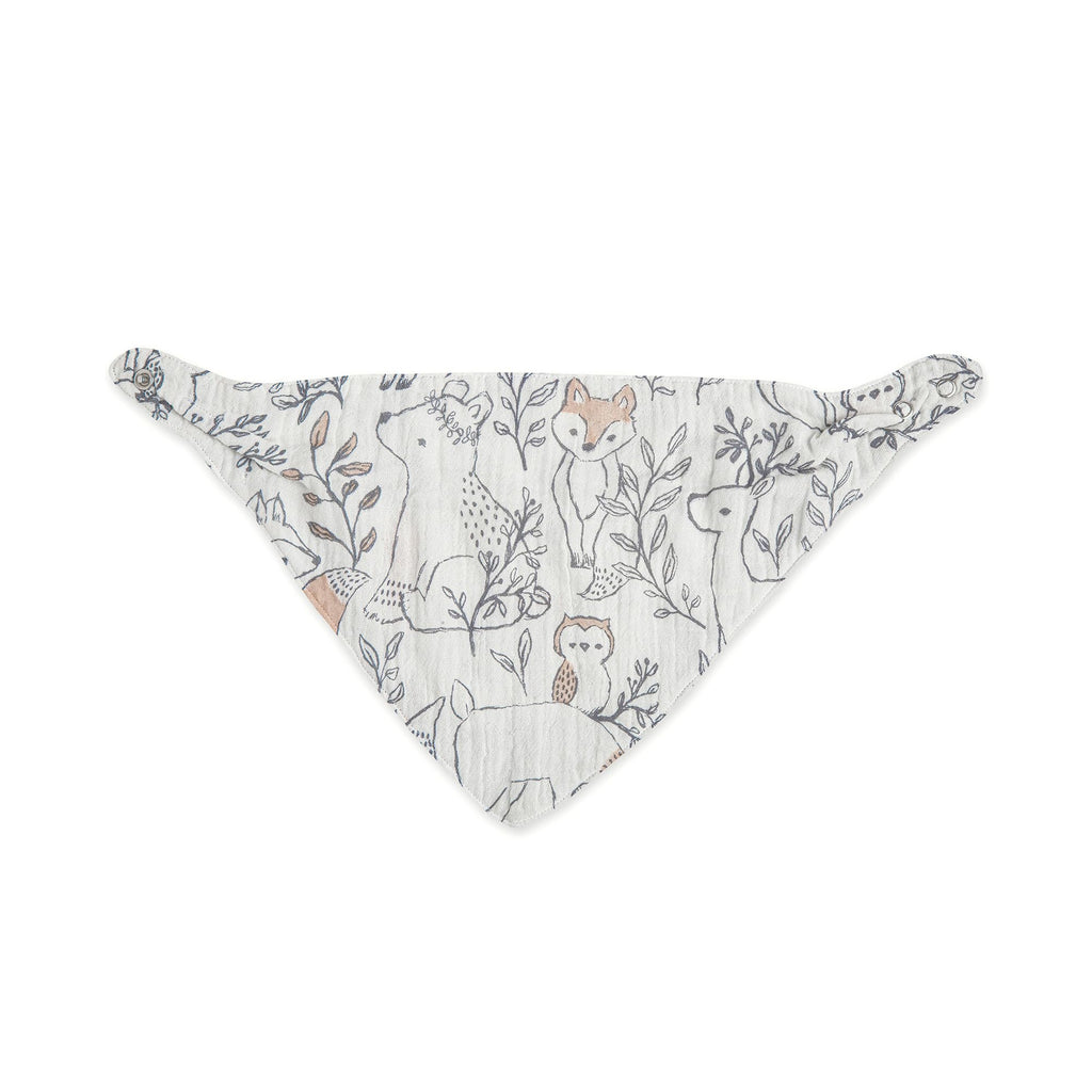 Crane Baby Soft Muslin Baby Bib Set, Adjustable and Absorbent Bandana Style Bibs for Boys and Girls, Woodland Animal, 3 Piece, 18.5” x 9”