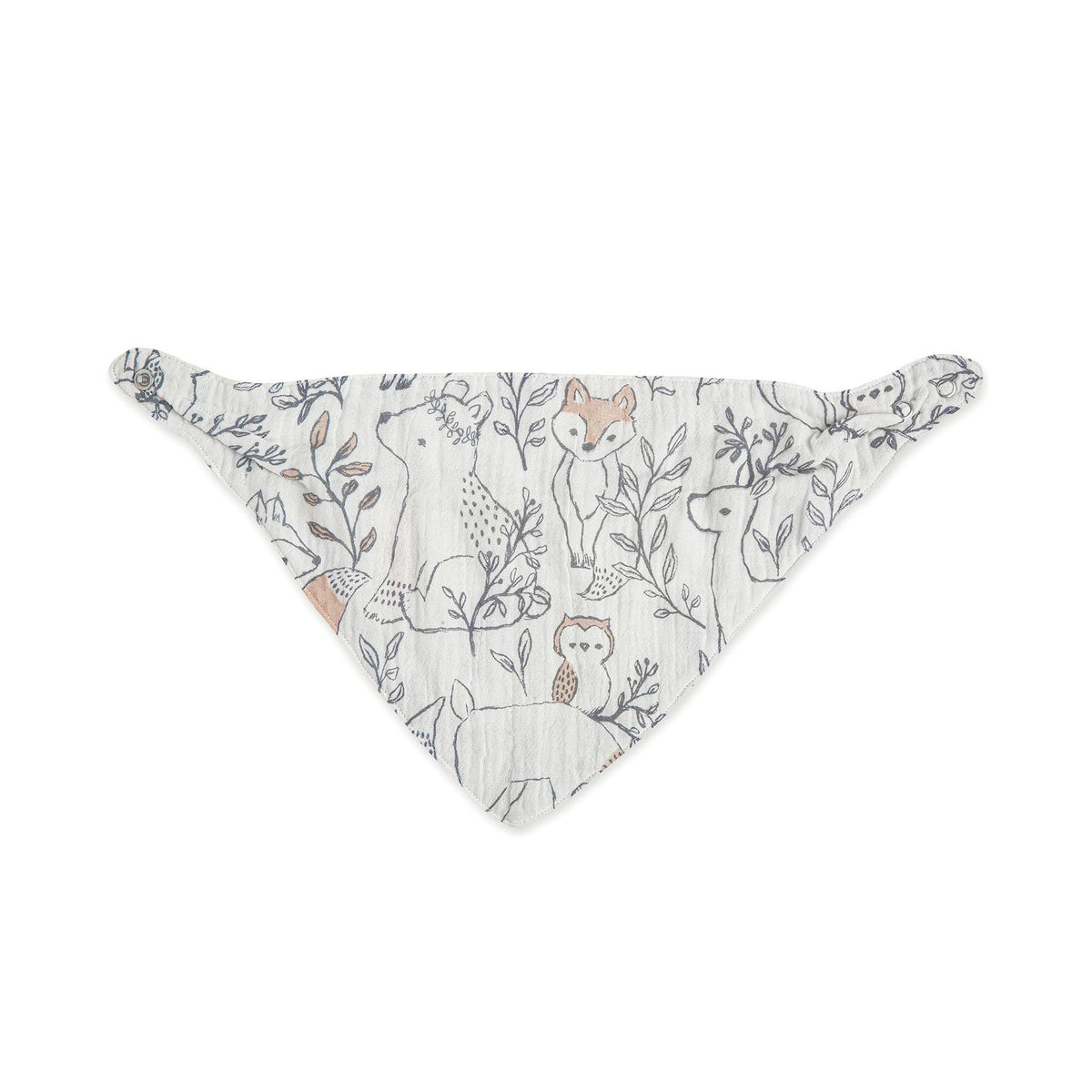 Crane Baby Soft Muslin Baby Bib Set, Adjustable and Absorbent Bandana Style Bibs for Boys and Girls, Woodland Animal, 3 Piece, 18.5” x 9”