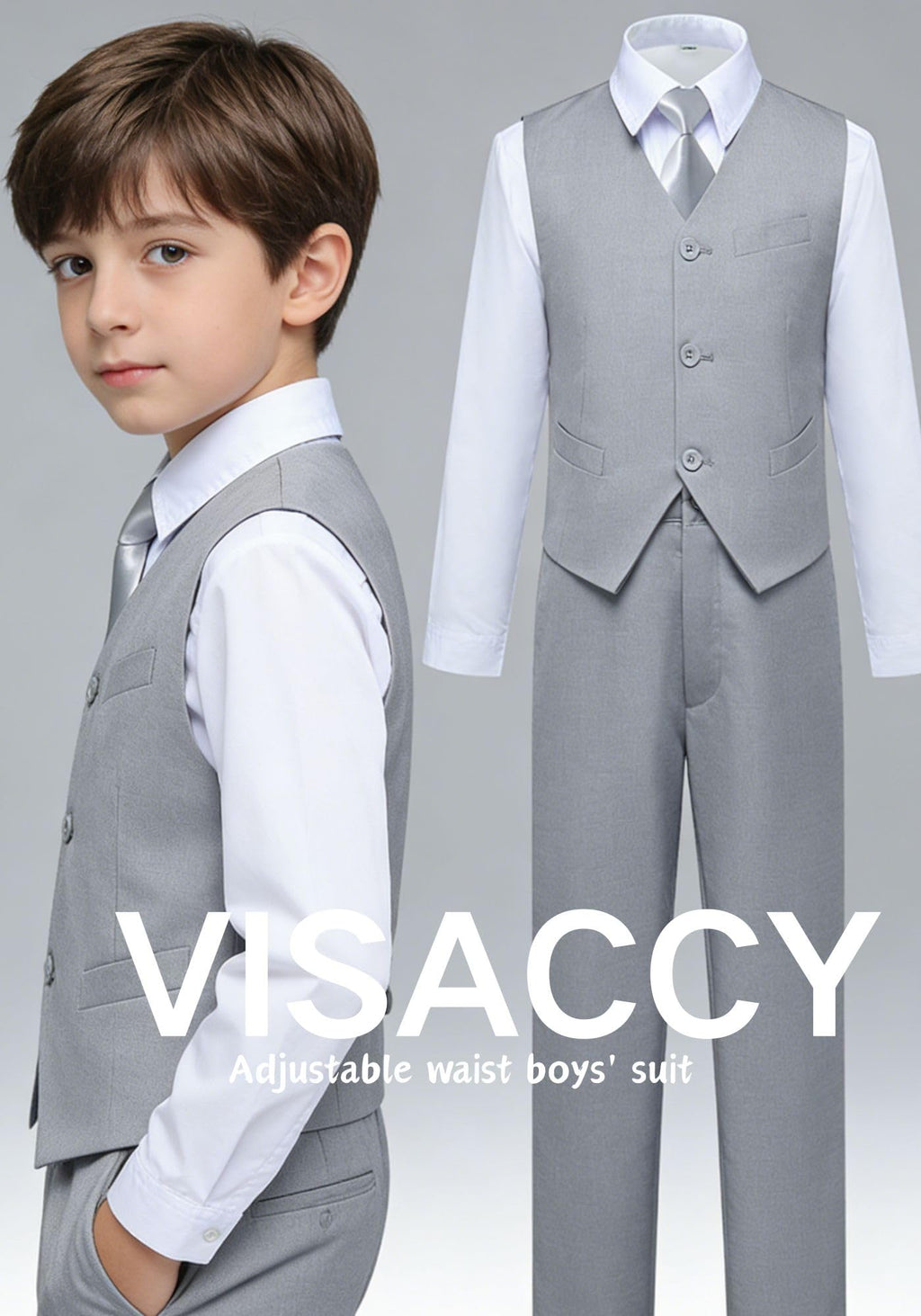 Suits for Boy Slim Fit Boys Suit Ring Bearer Outfit for Kids Gray Size 18