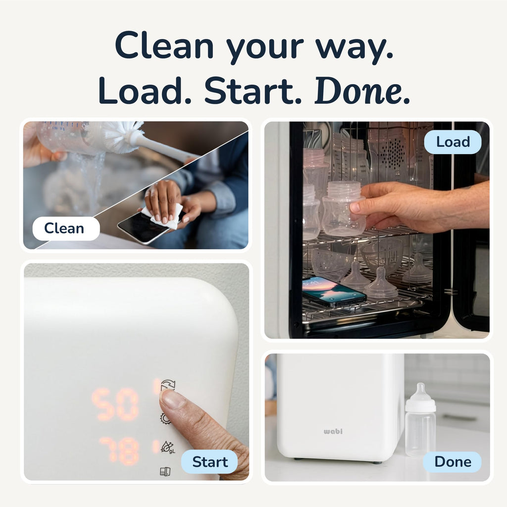 WABI UVC LEDs 3-in-1 Sanitizer & Dryer 360° Box | Disinfect, Dry, & Store Everyday Items, Baby Feeding Gear, and Electronics | Touch Control, LED (No Mercury) | Smart Storage Mode